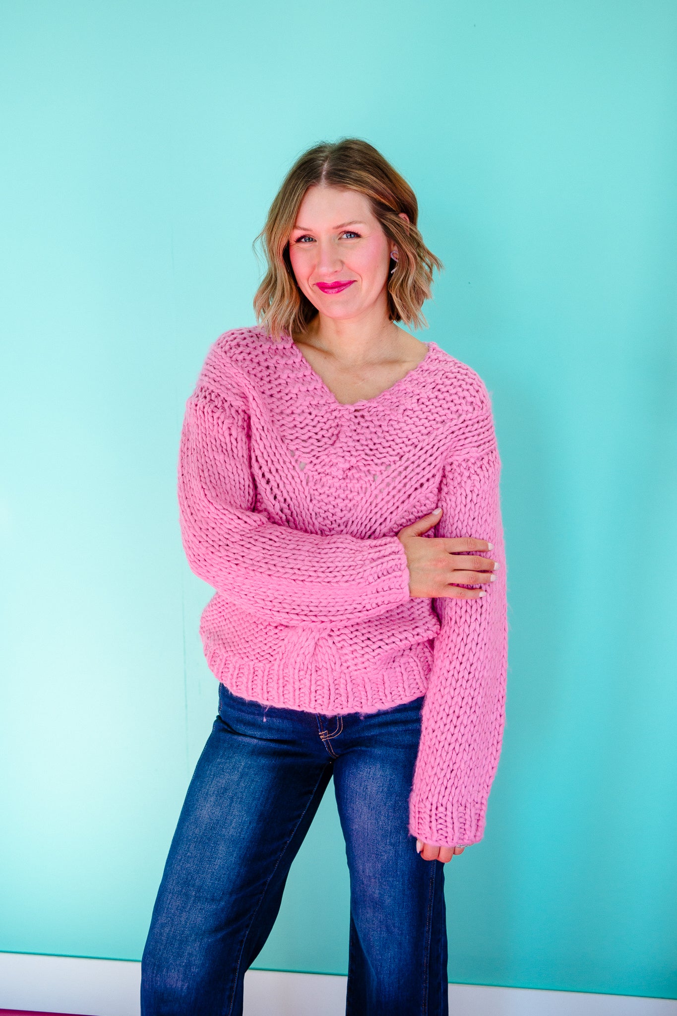 Corbin Chunky Knit Sweater - Summer Pink