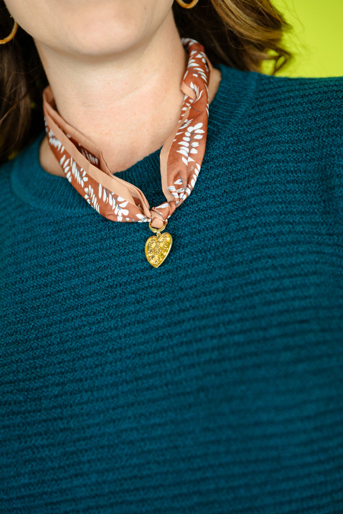 [Treasure Jewels] Tangled in Love Scarf Necklace - Tan + Beige + Gold