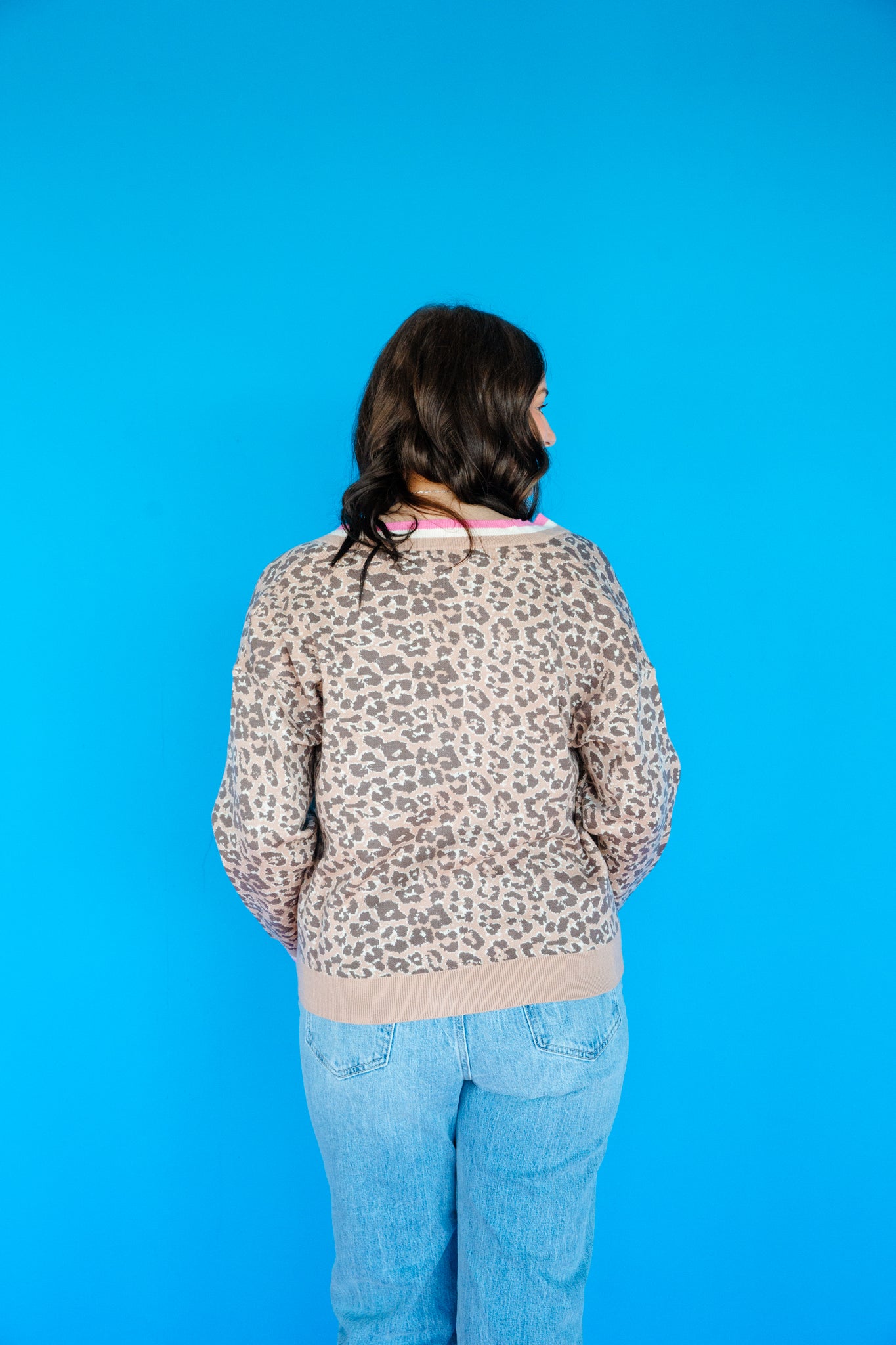 Sarah Leopard Cardigan - Mushroom + Rose