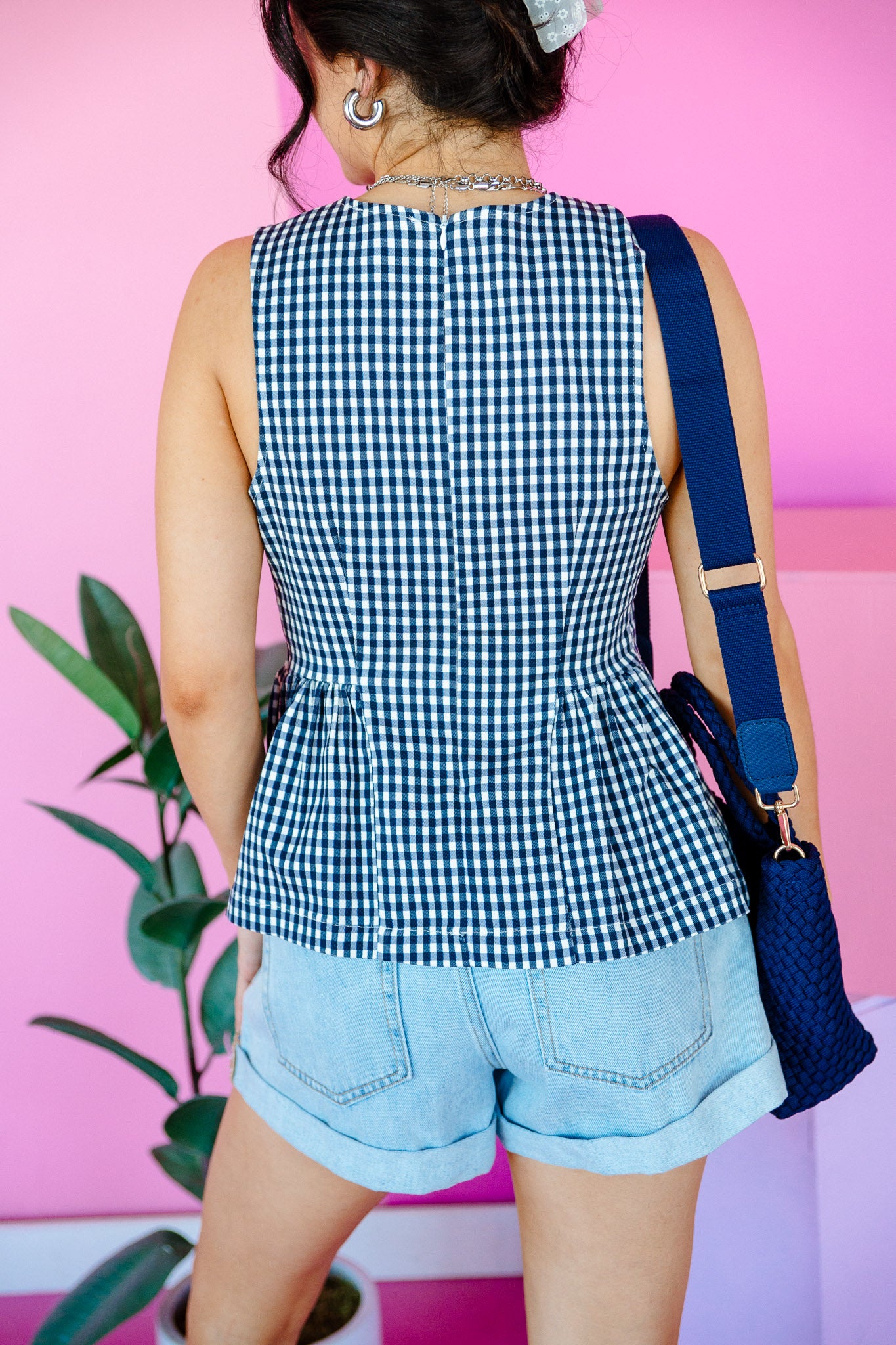 Mercie Gingham Pleated Tank