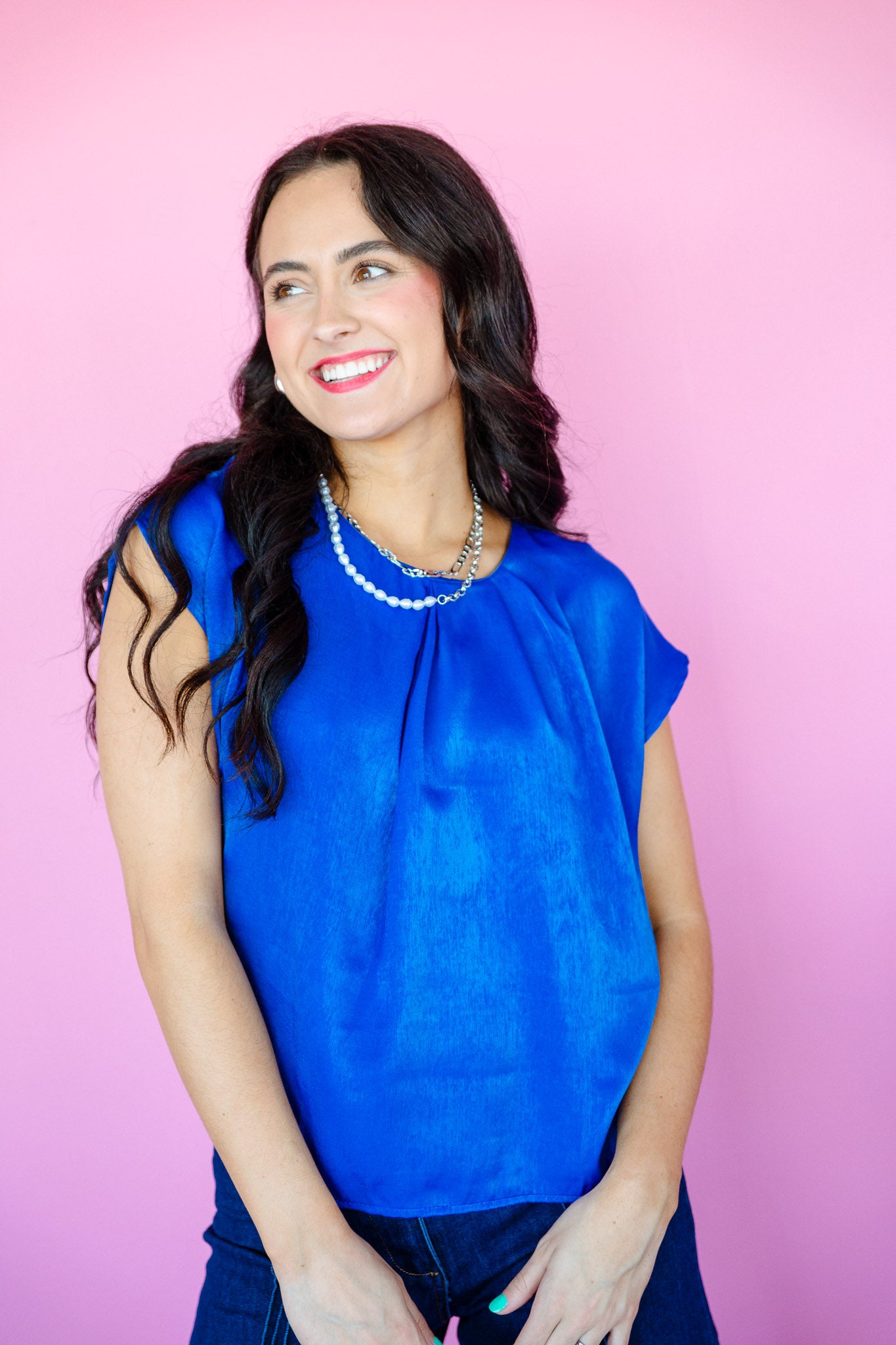 Zenni Flowy Top - Bright Navy