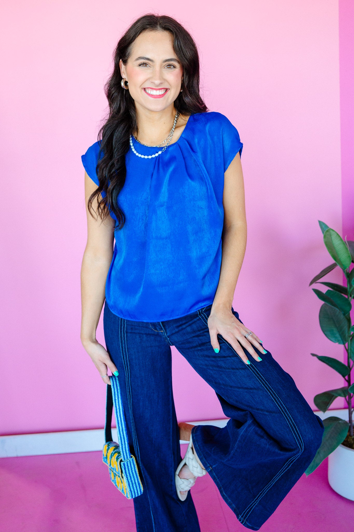 Zenni Flowy Top - Bright Navy