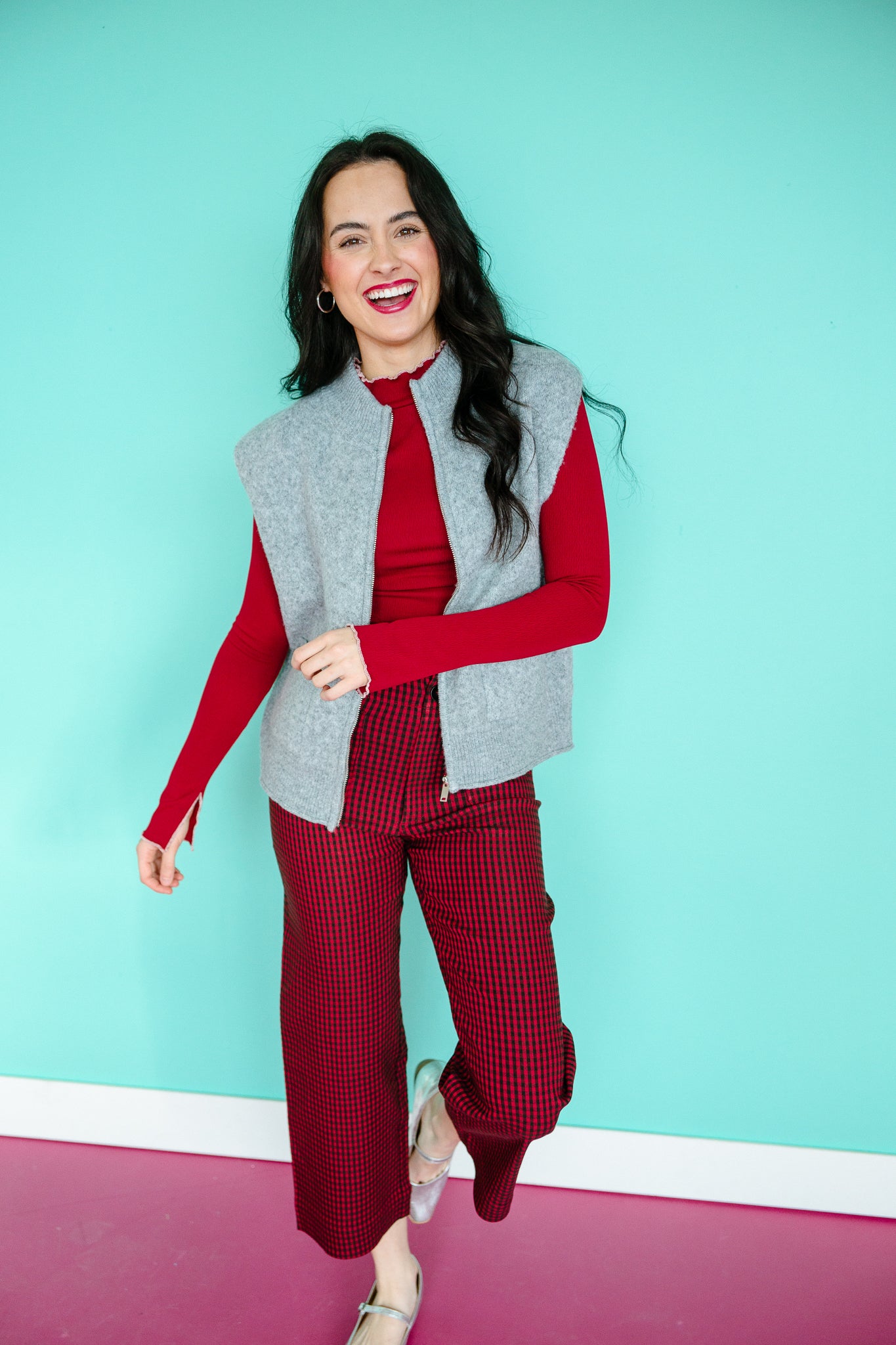 Marissa Zip Up Sweater Vest - Dove Grey