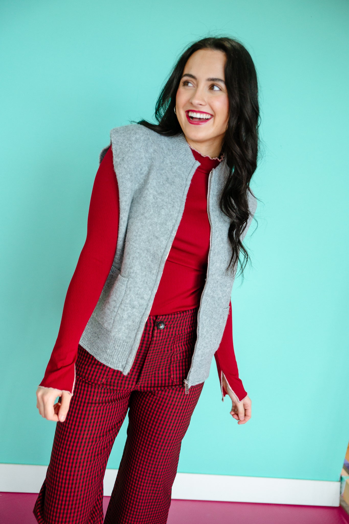 Marissa Zip Up Sweater Vest - Dove Grey