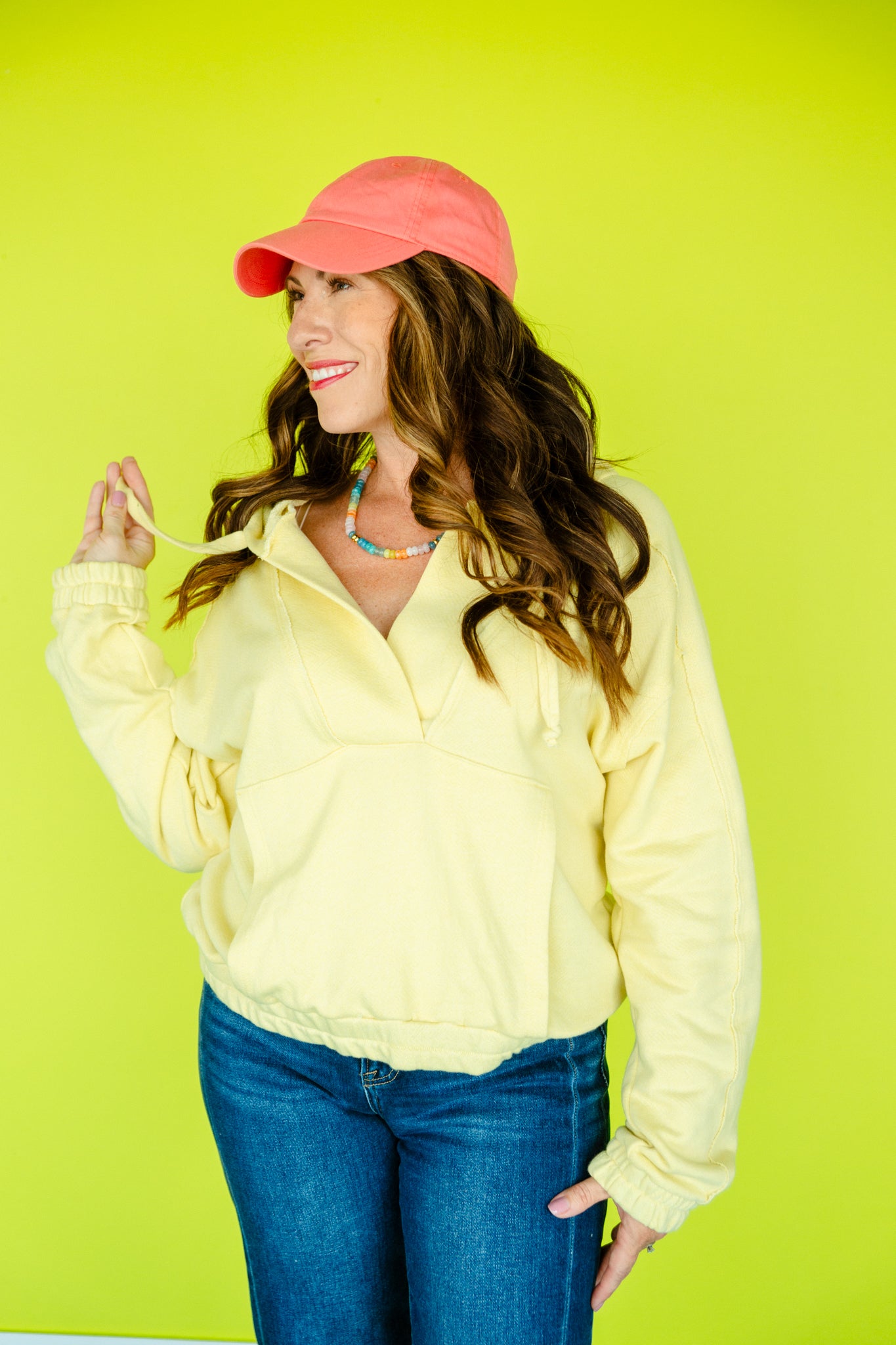 Mindy Oversized Terry Hoodie - Soft Yellow Ochre