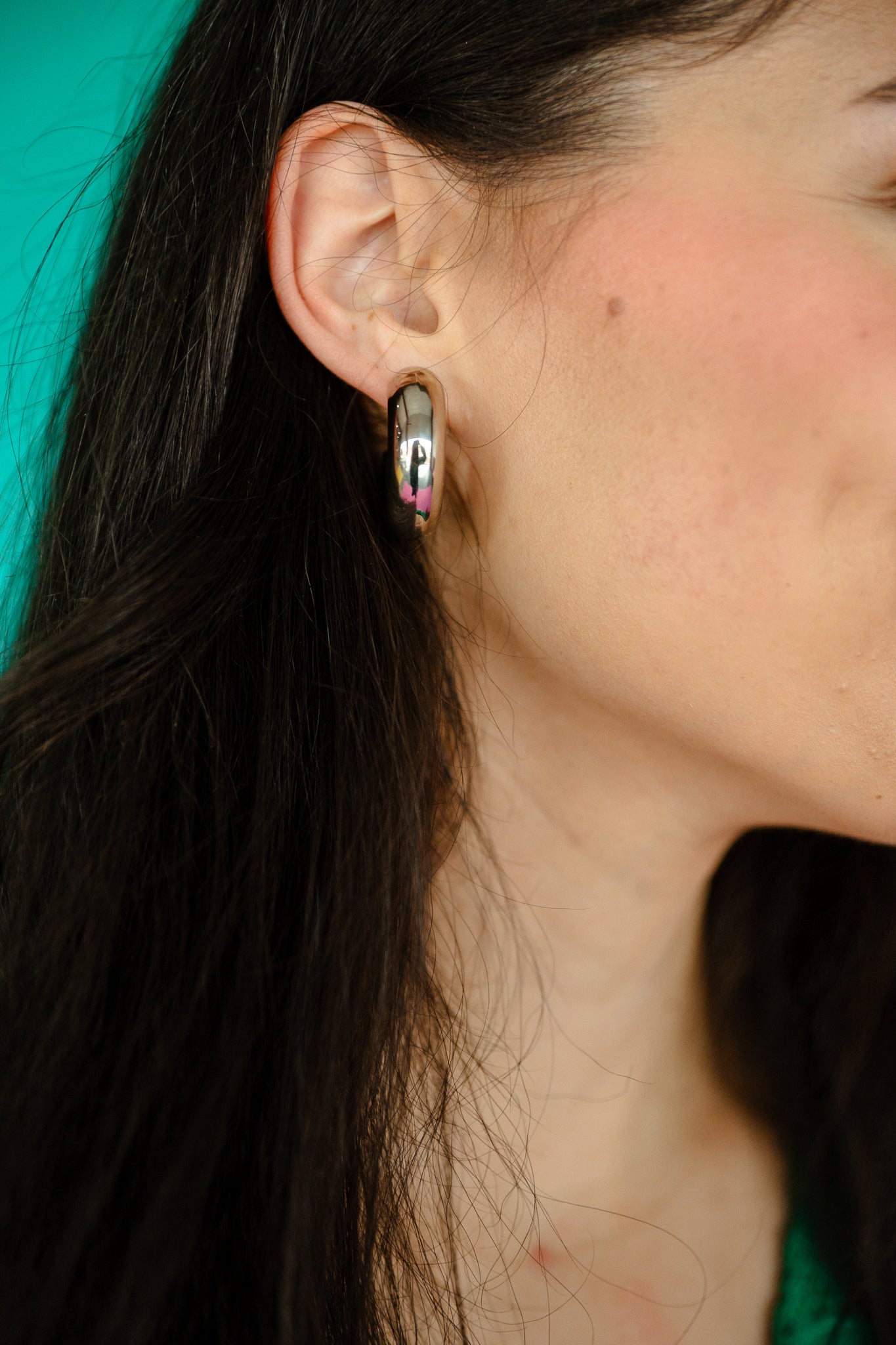 Cammie Chunky Hoop Earrings - Silver