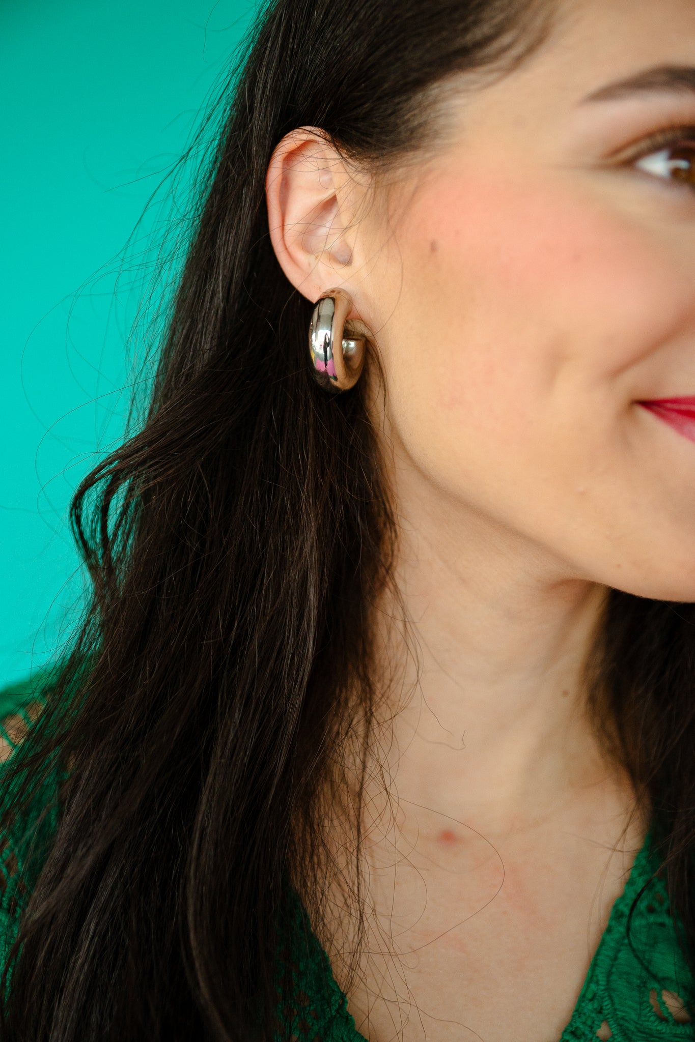 Cammie Chunky Hoop Earrings - Silver