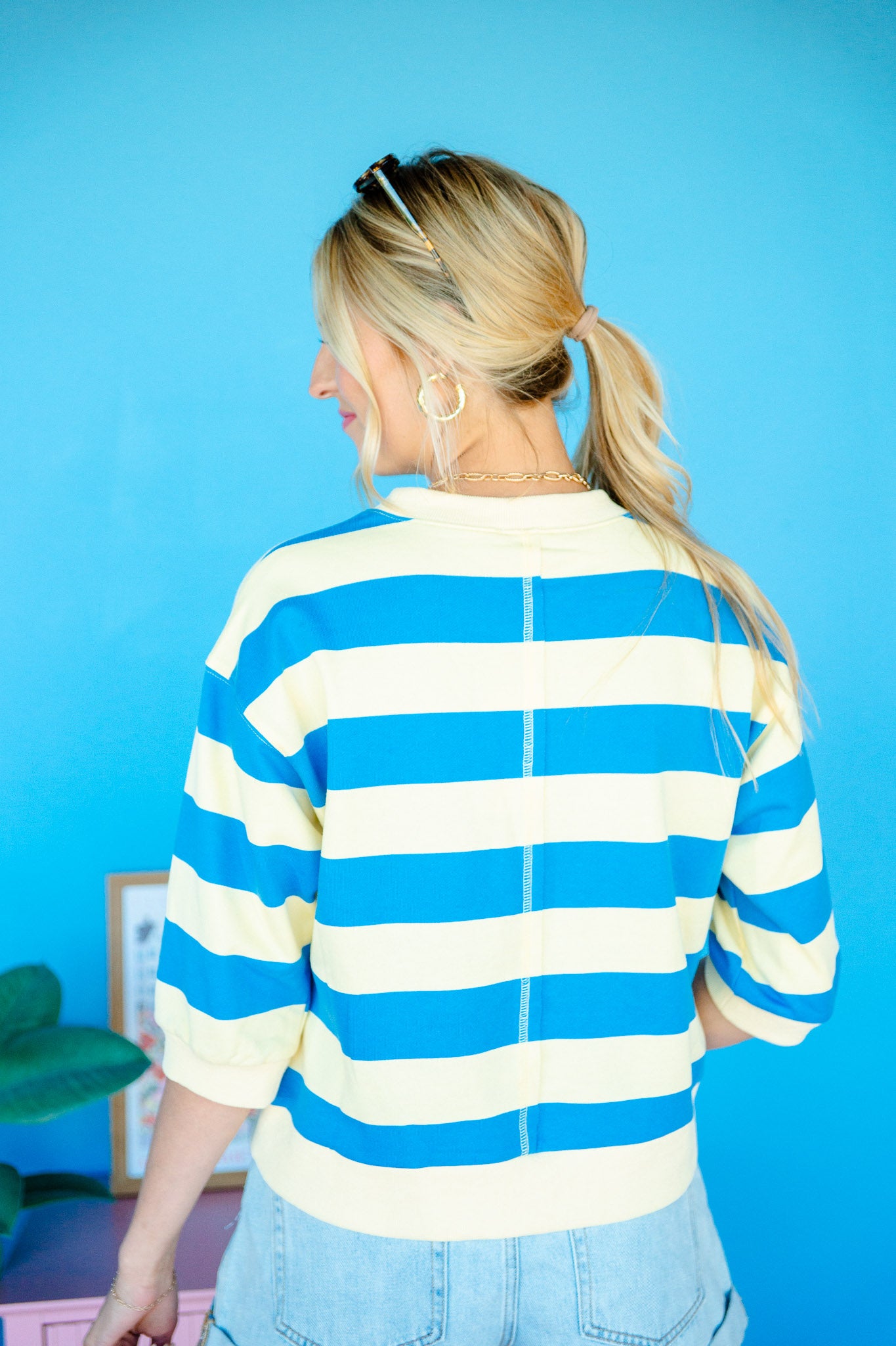 Risa Striped Pullover - Bright Blue + Banana