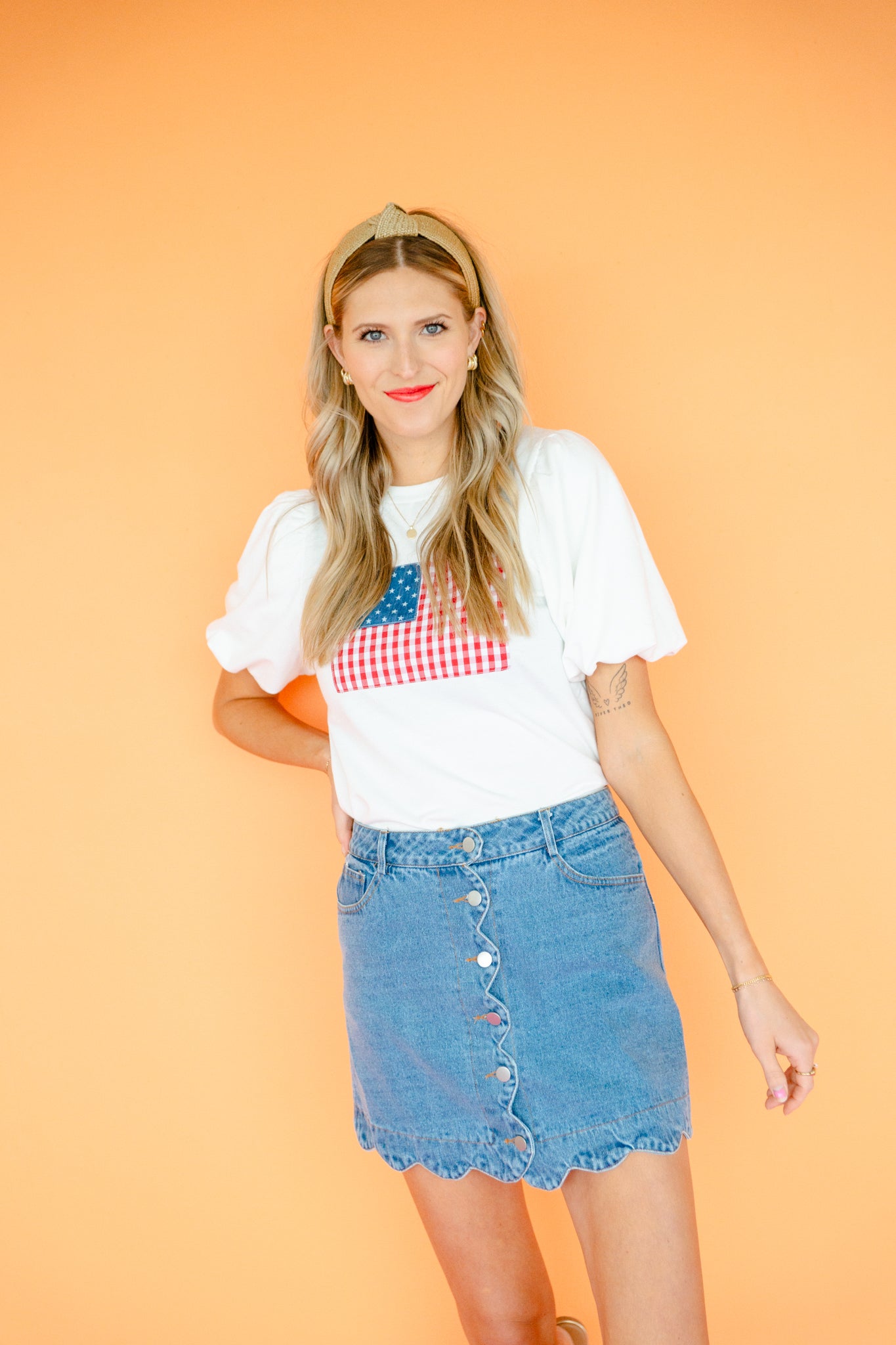 [Defect Sale] Serena Scallop Denim Skirt