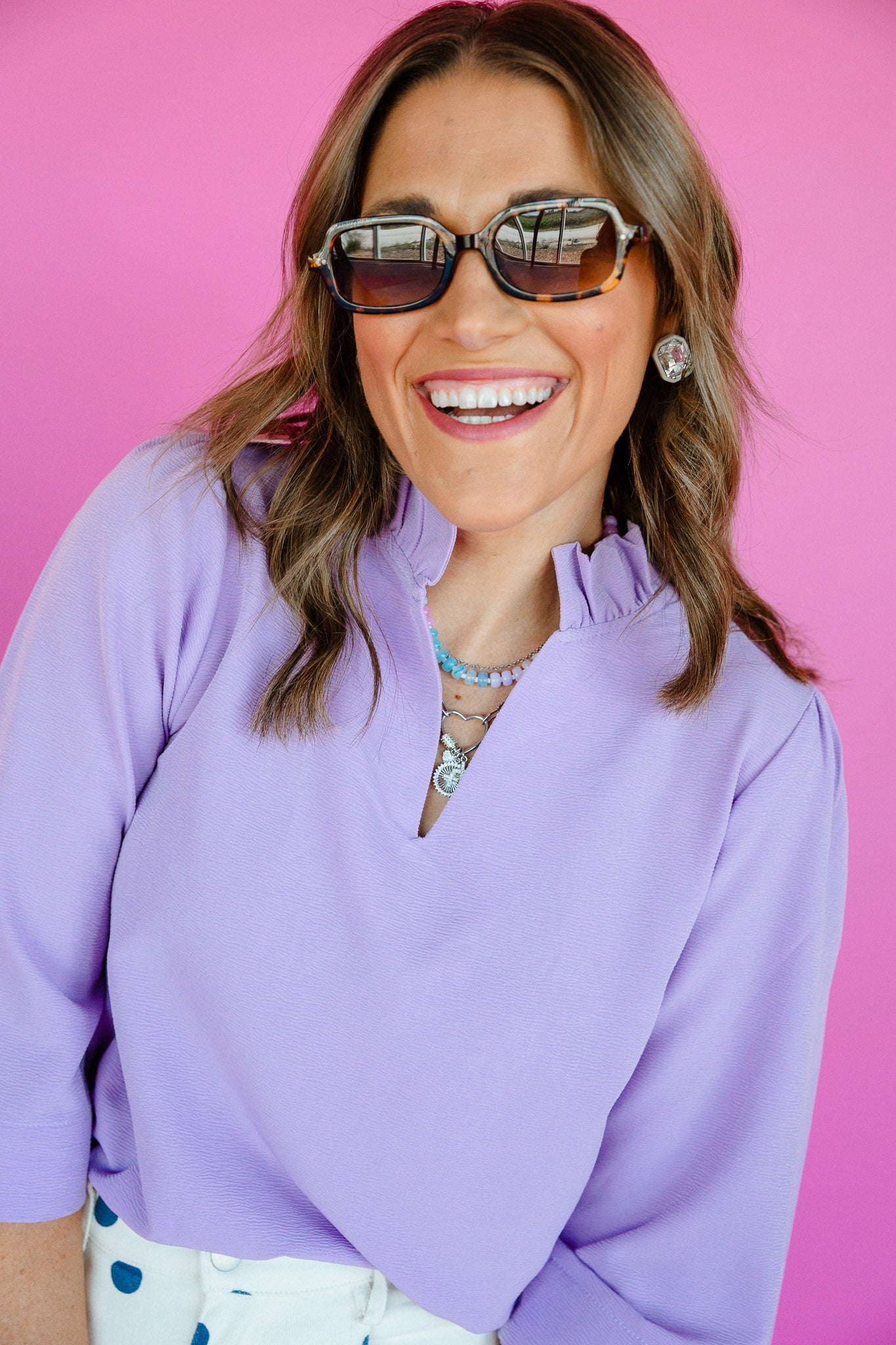 Jayne Ruffle Neck Blouse
