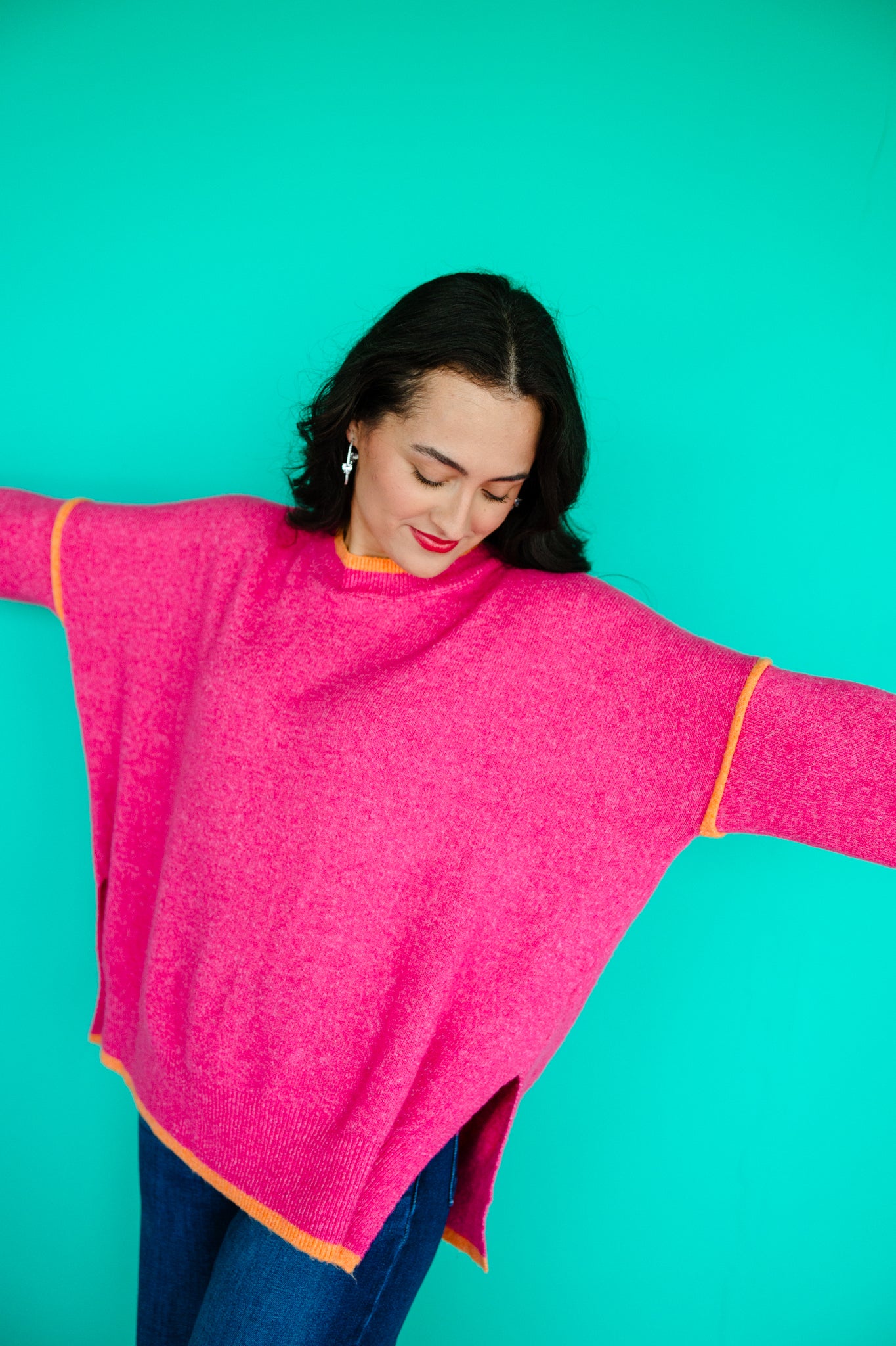 Marilyn Stitch Detail Sweater - Hot Pink