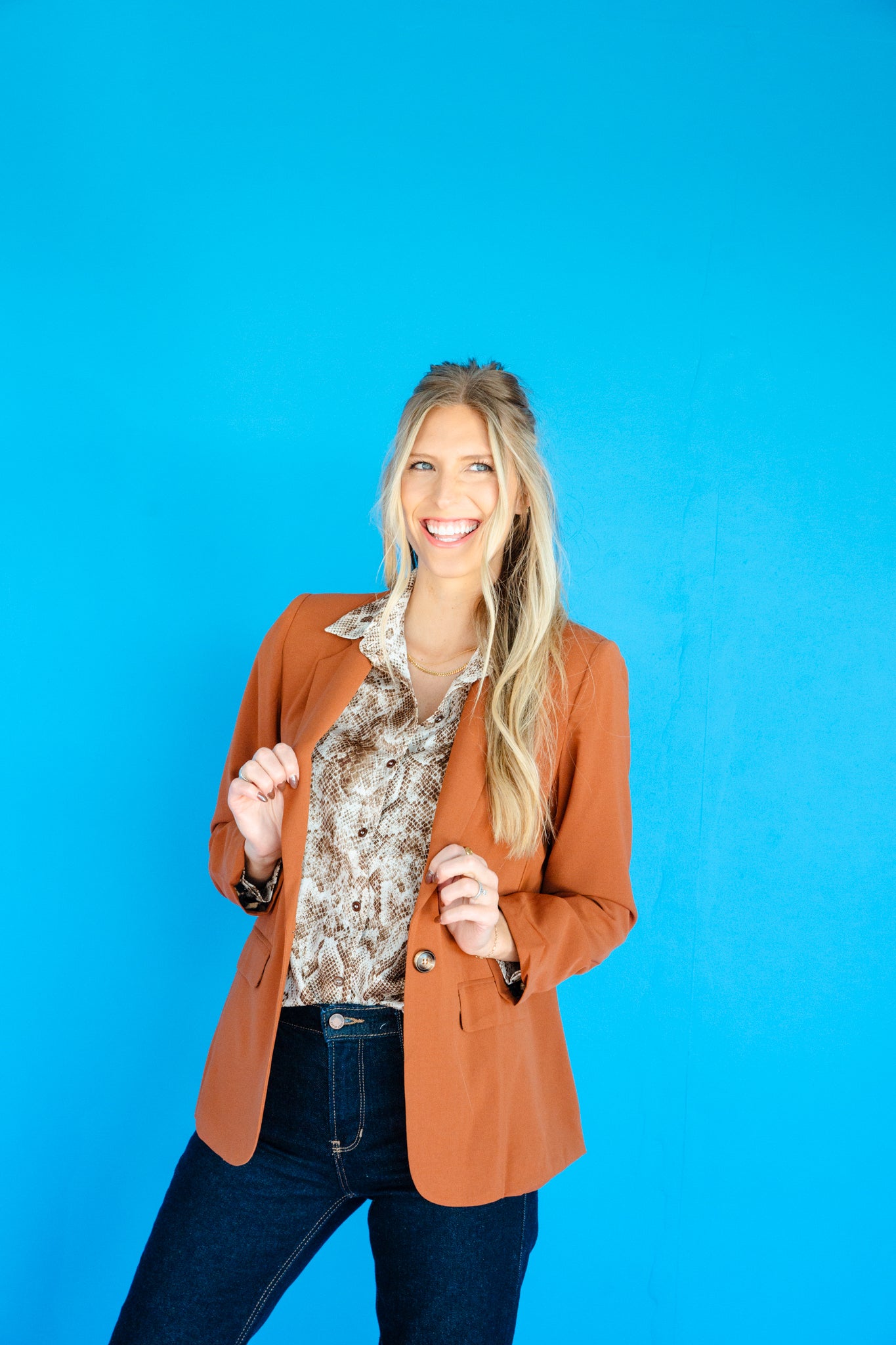 High Standards Cheetah Print Blazer - Tan