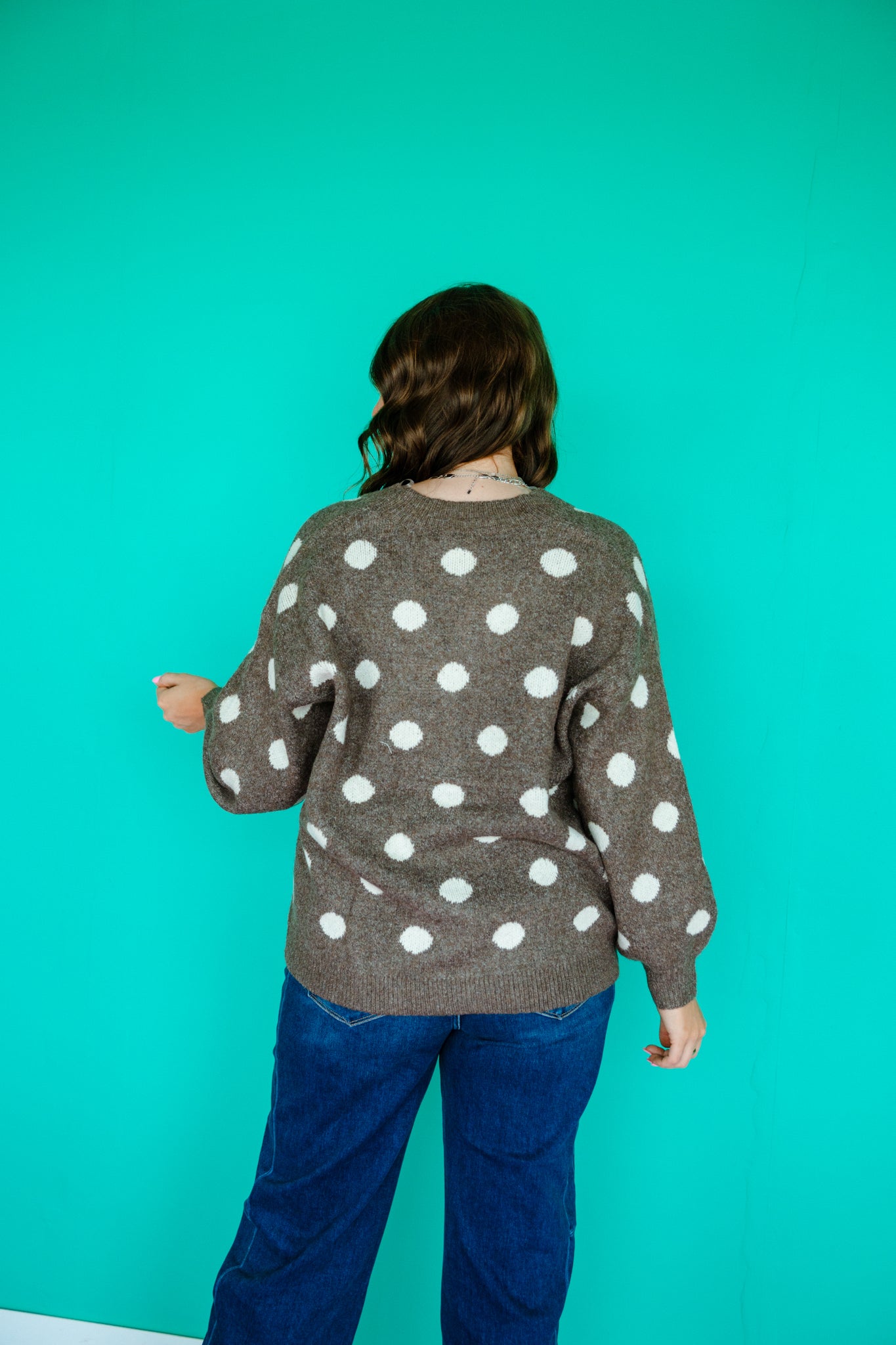 Brooke Polka Dot Cardigan - Rose Brown
