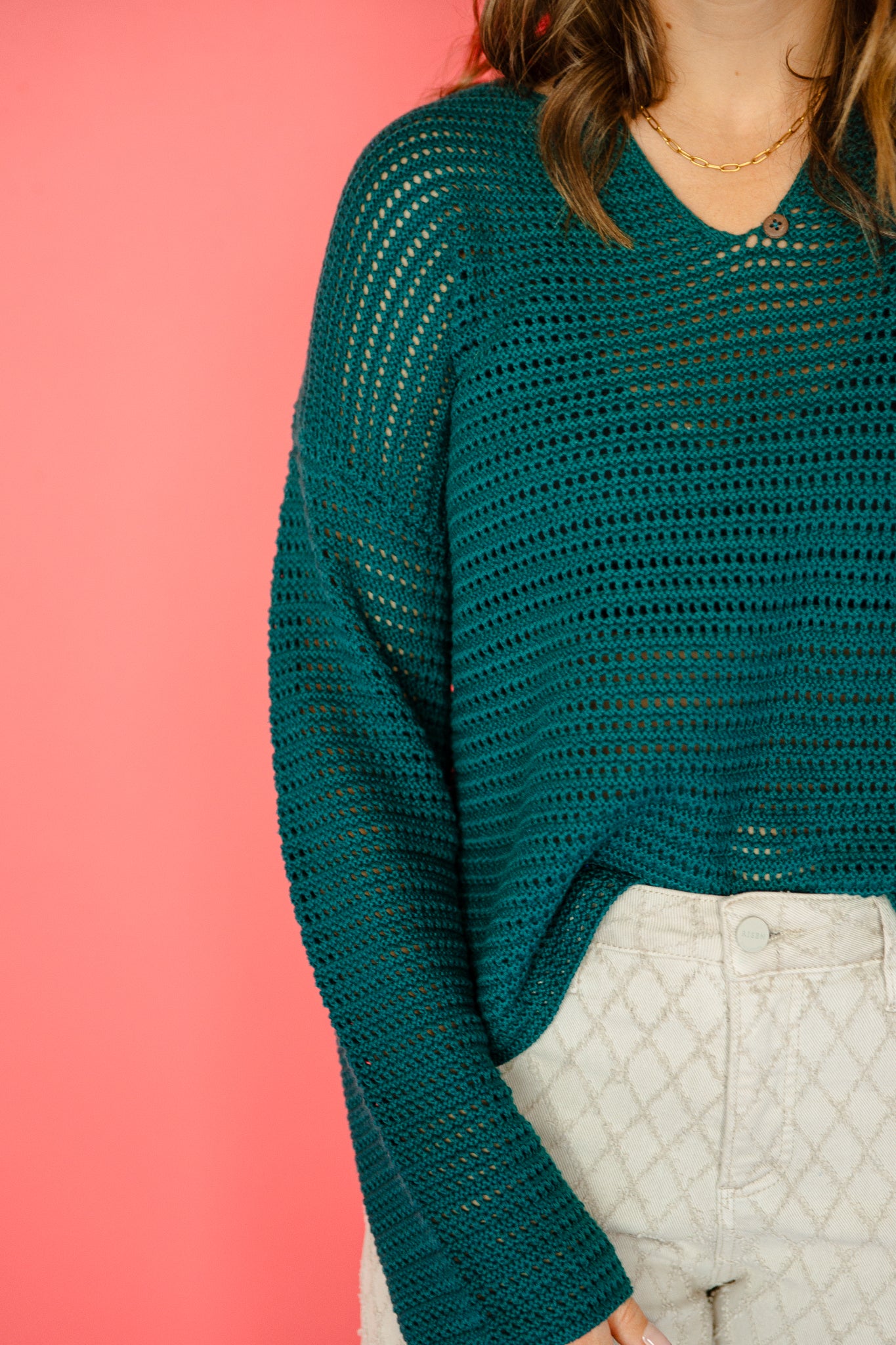 Colleen Open Knit Sweater - Kingfisher
