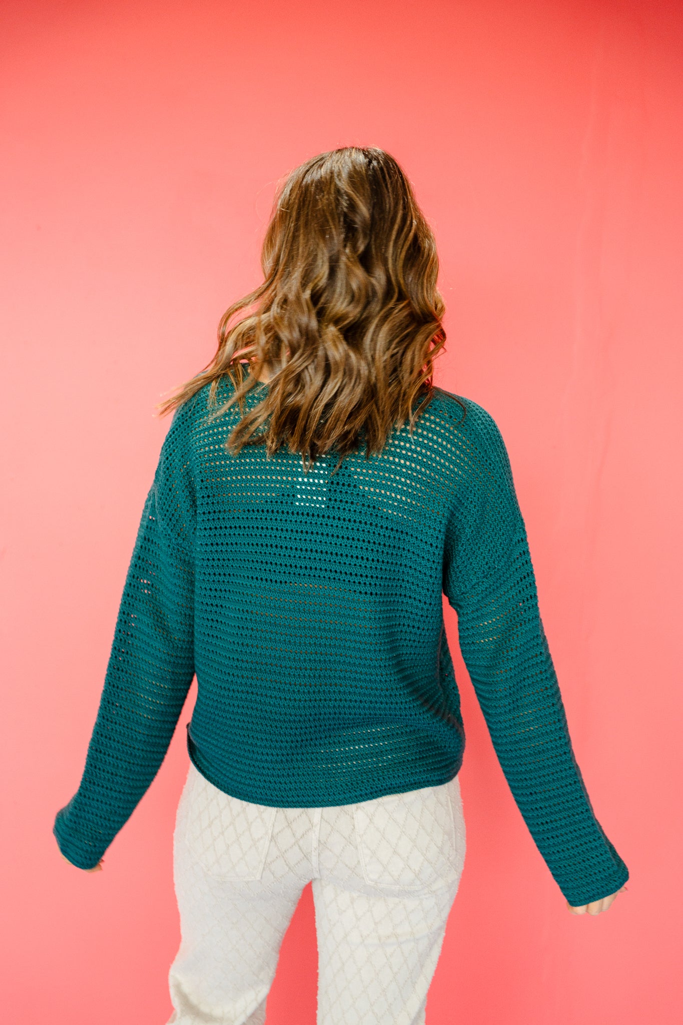 Colleen Open Knit Sweater - Kingfisher
