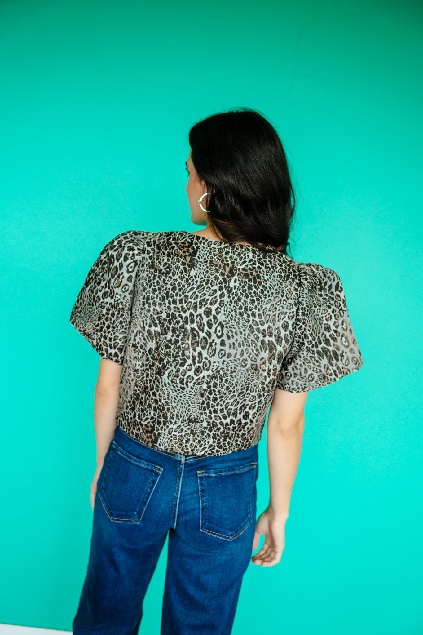 Nova Puff Sleeve Blouse - Grey + Black