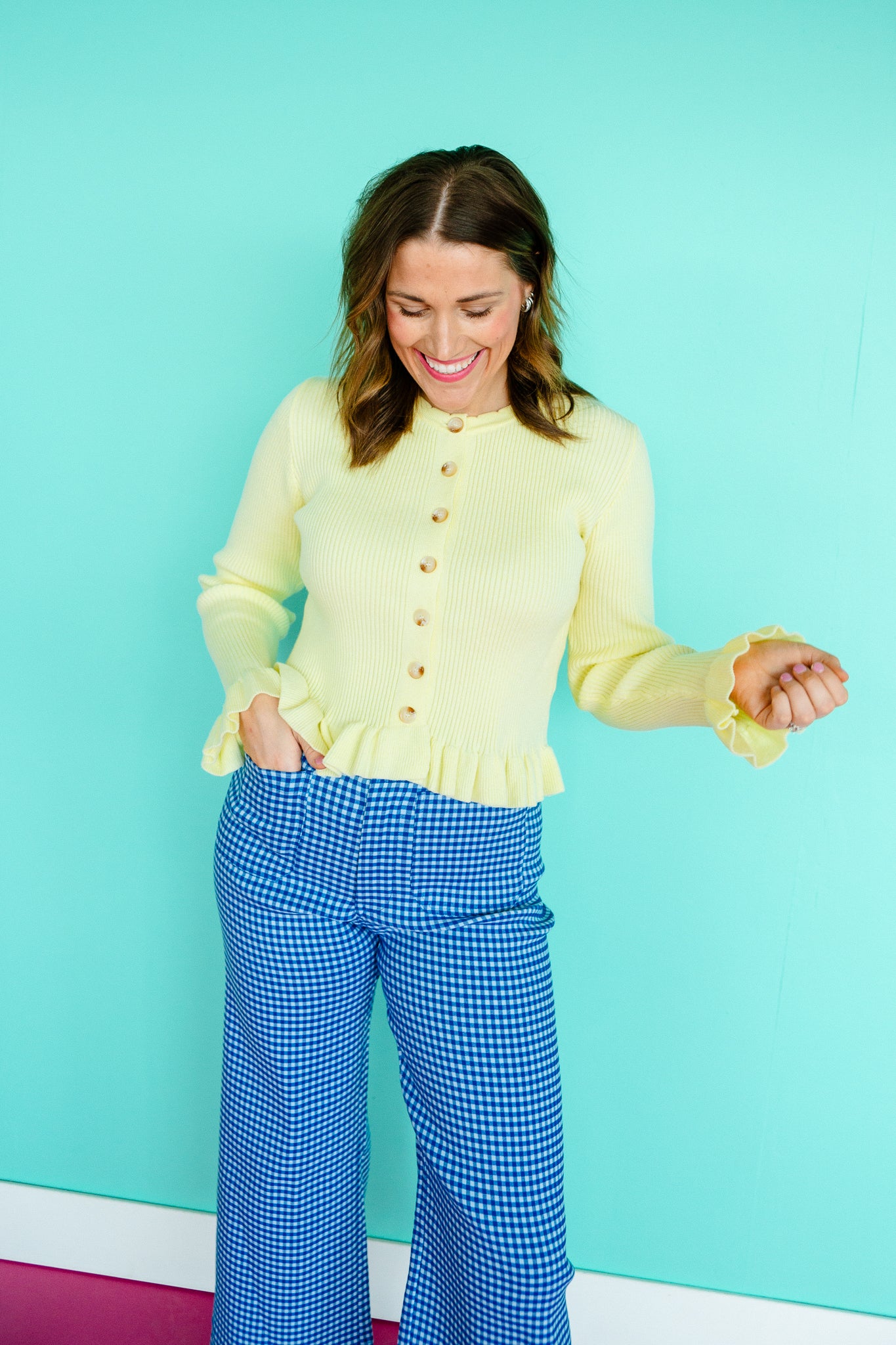 Caitlyn Ribbed Ruffle Hem Cardigan