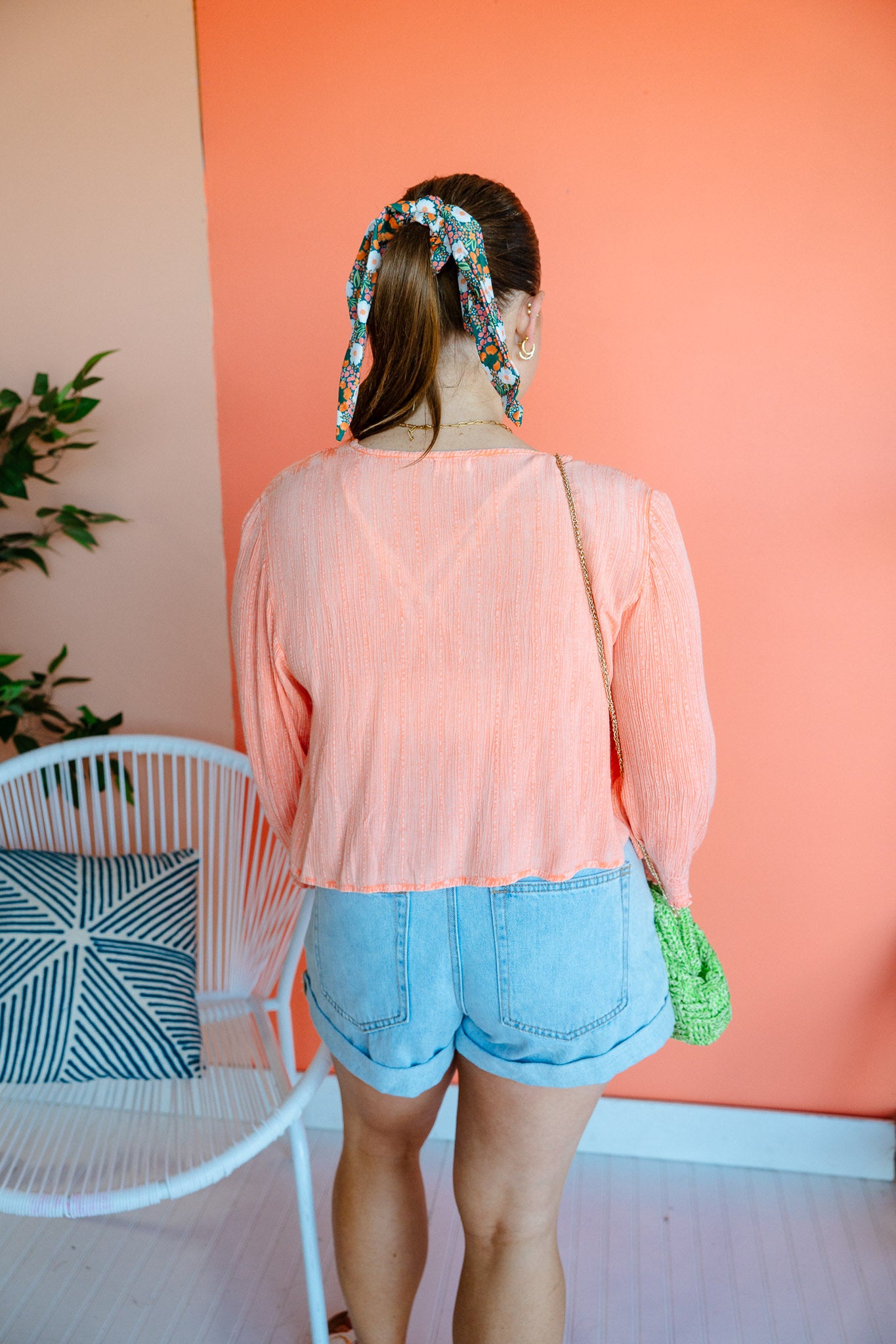 Percy V-Neck Blouse - Tangerine