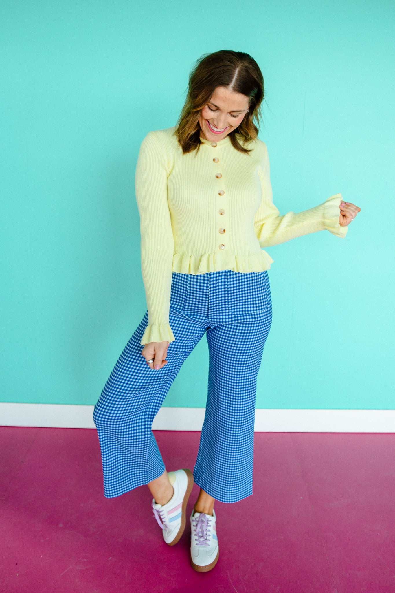 Caitlyn Ribbed Ruffle Hem Cardigan