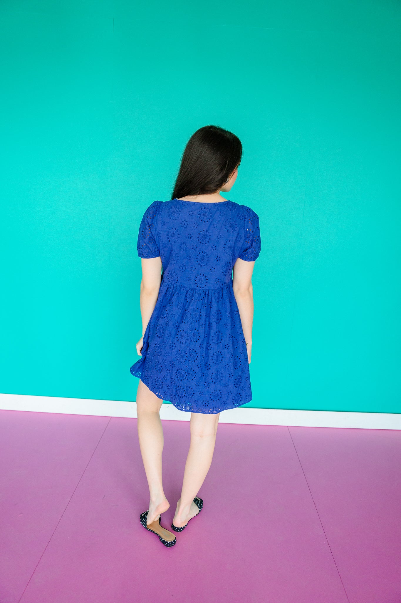 Ruby Eyelet Mini Dress - Bright Navy MyEllement Boutique Ruby Eyelet Mini Dress - Bright Navy MyEllement Boutique