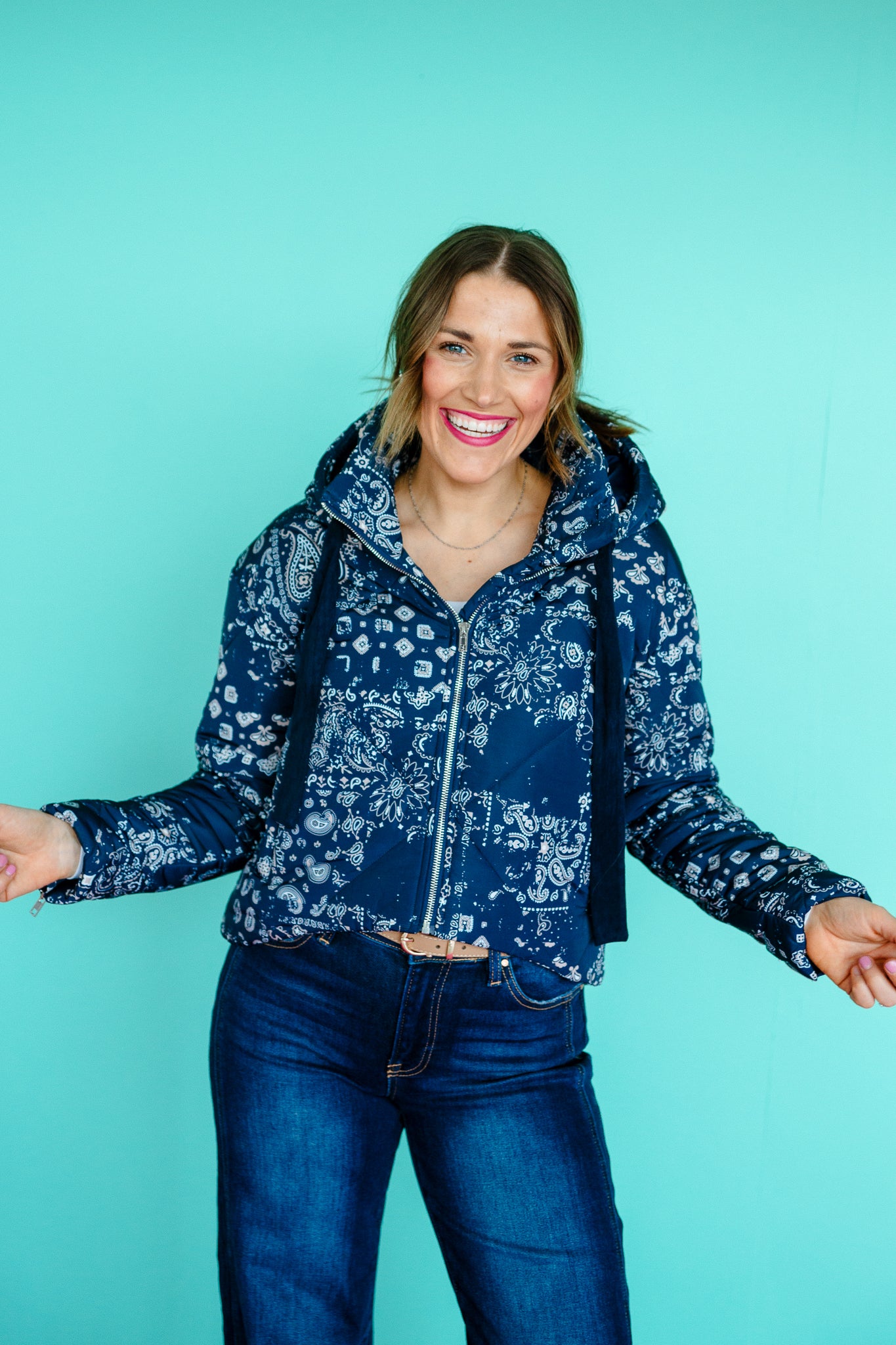 Belle Paisley Print Jacket - French Navy