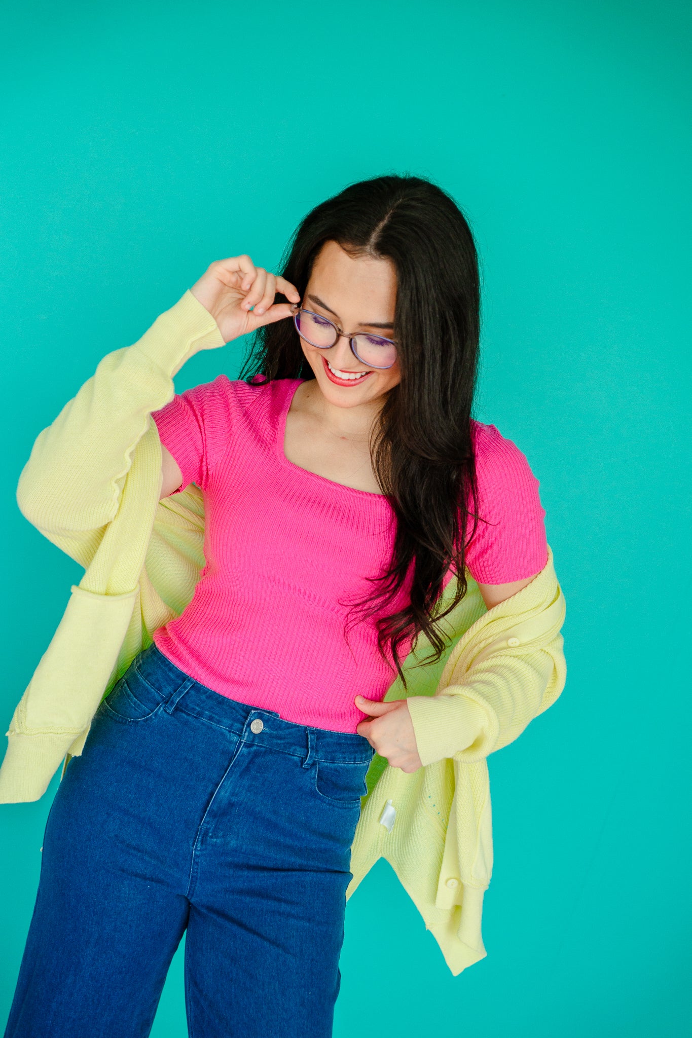 Connie Slouchy Cardigan - Acid Yellow