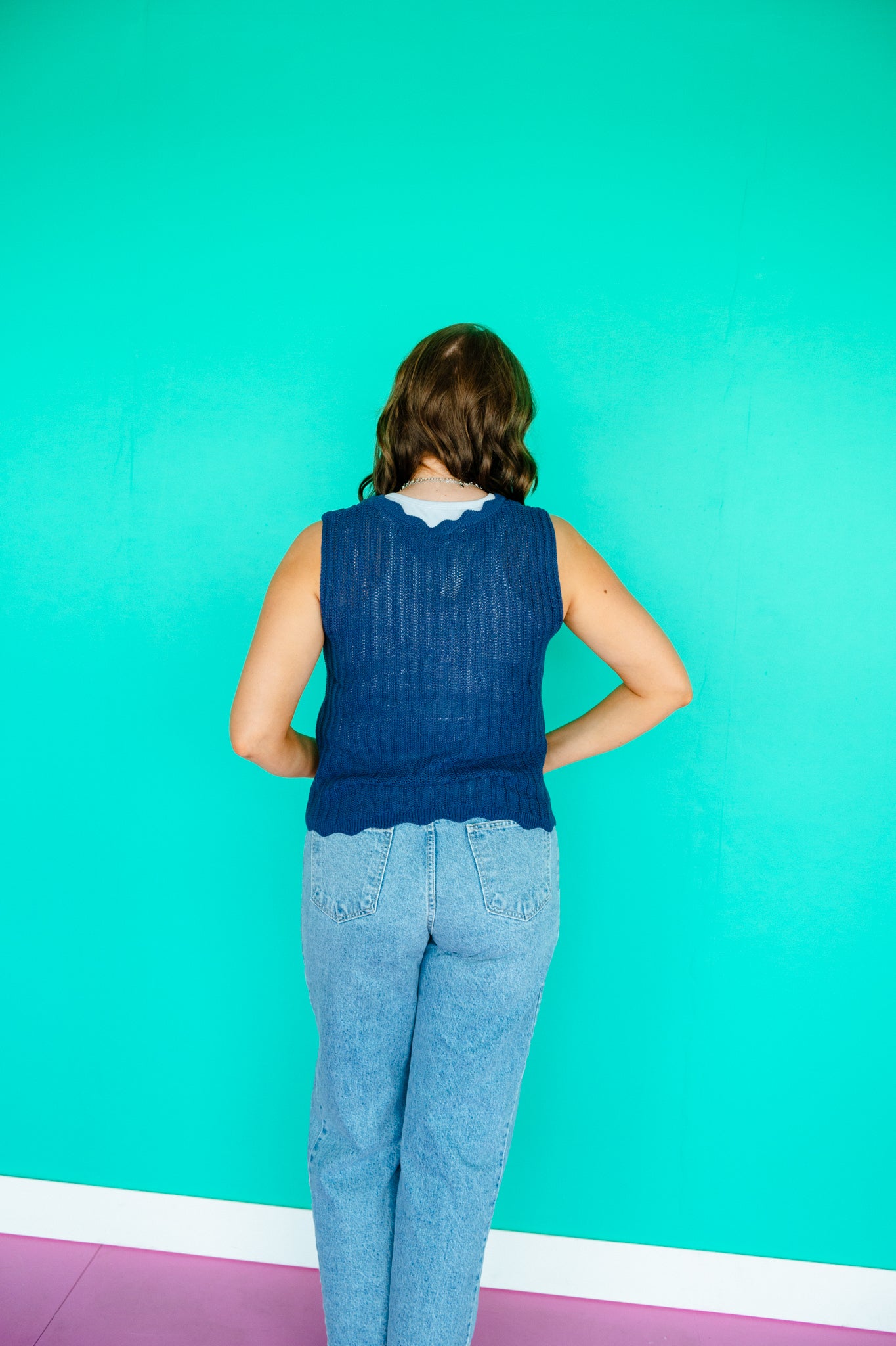 Vicki Scalloped Sweater Vest - French