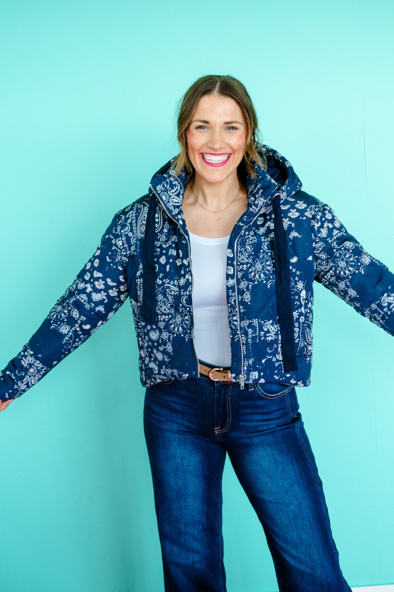 Belle Paisley Print Jacket - French Navy