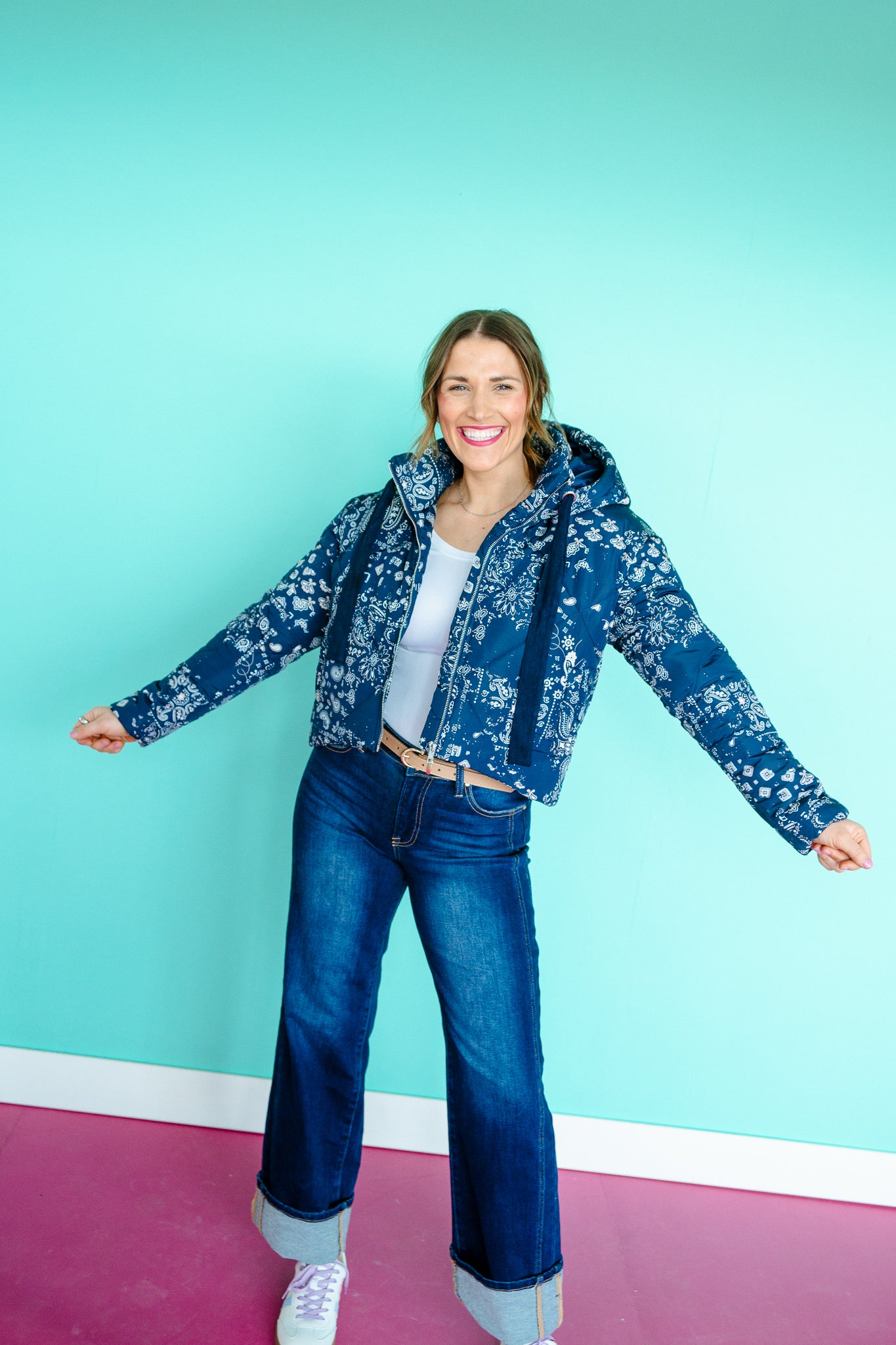 Belle Paisley Print Jacket - French Navy