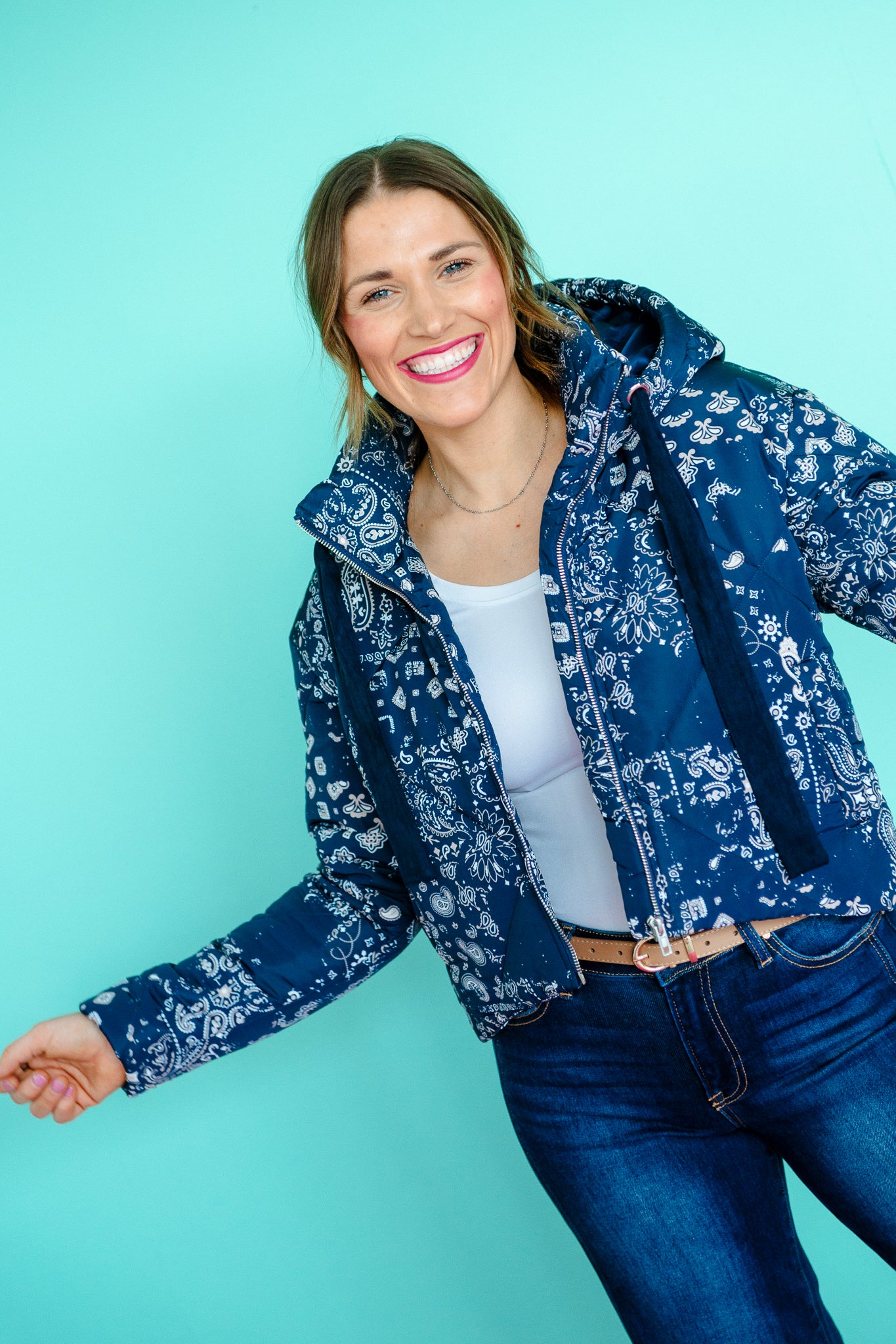 Belle Paisley Print Jacket - French Navy