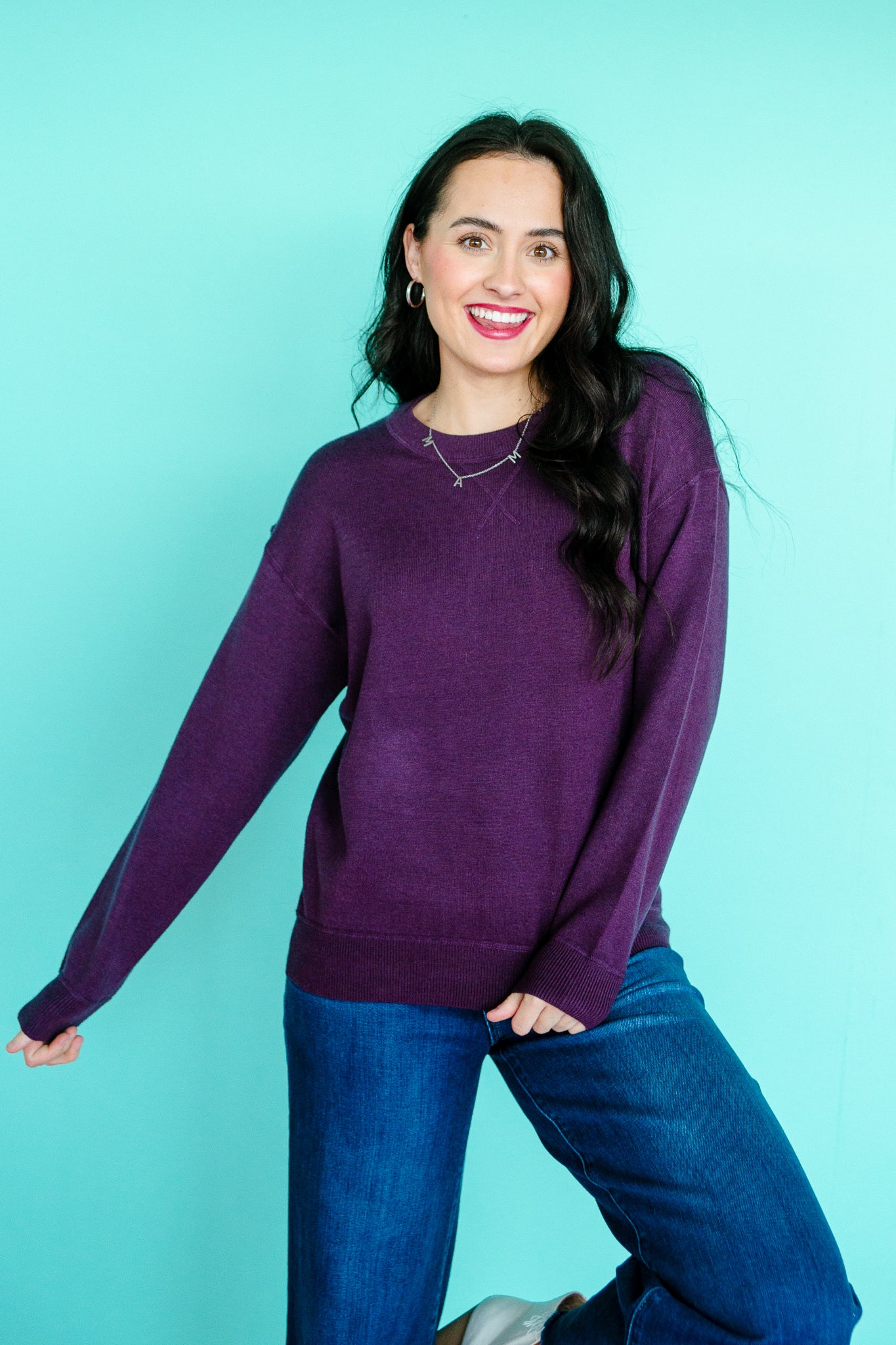 Ophelia Crewneck Sweater - Damson