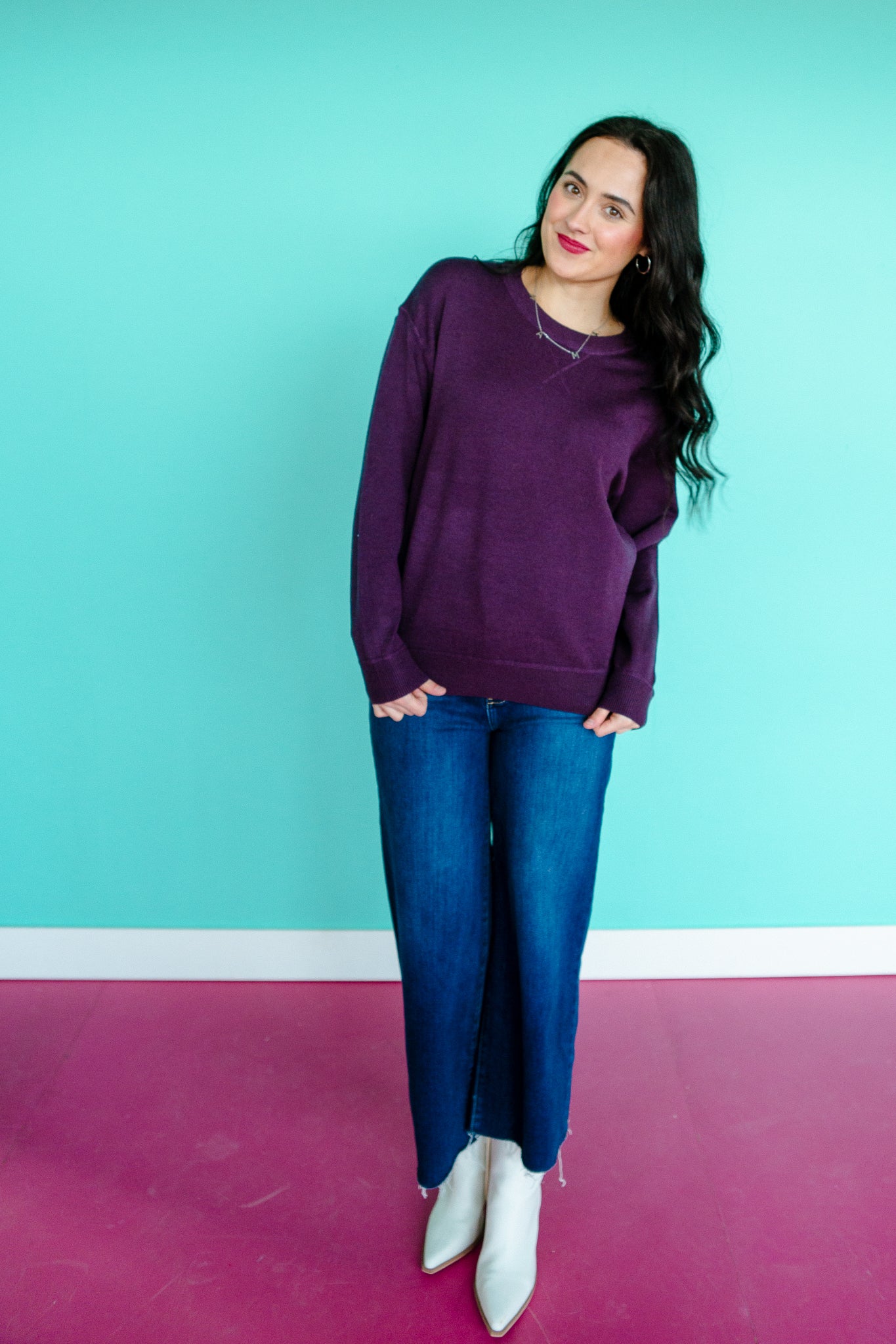 Ophelia Crewneck Sweater - Damson