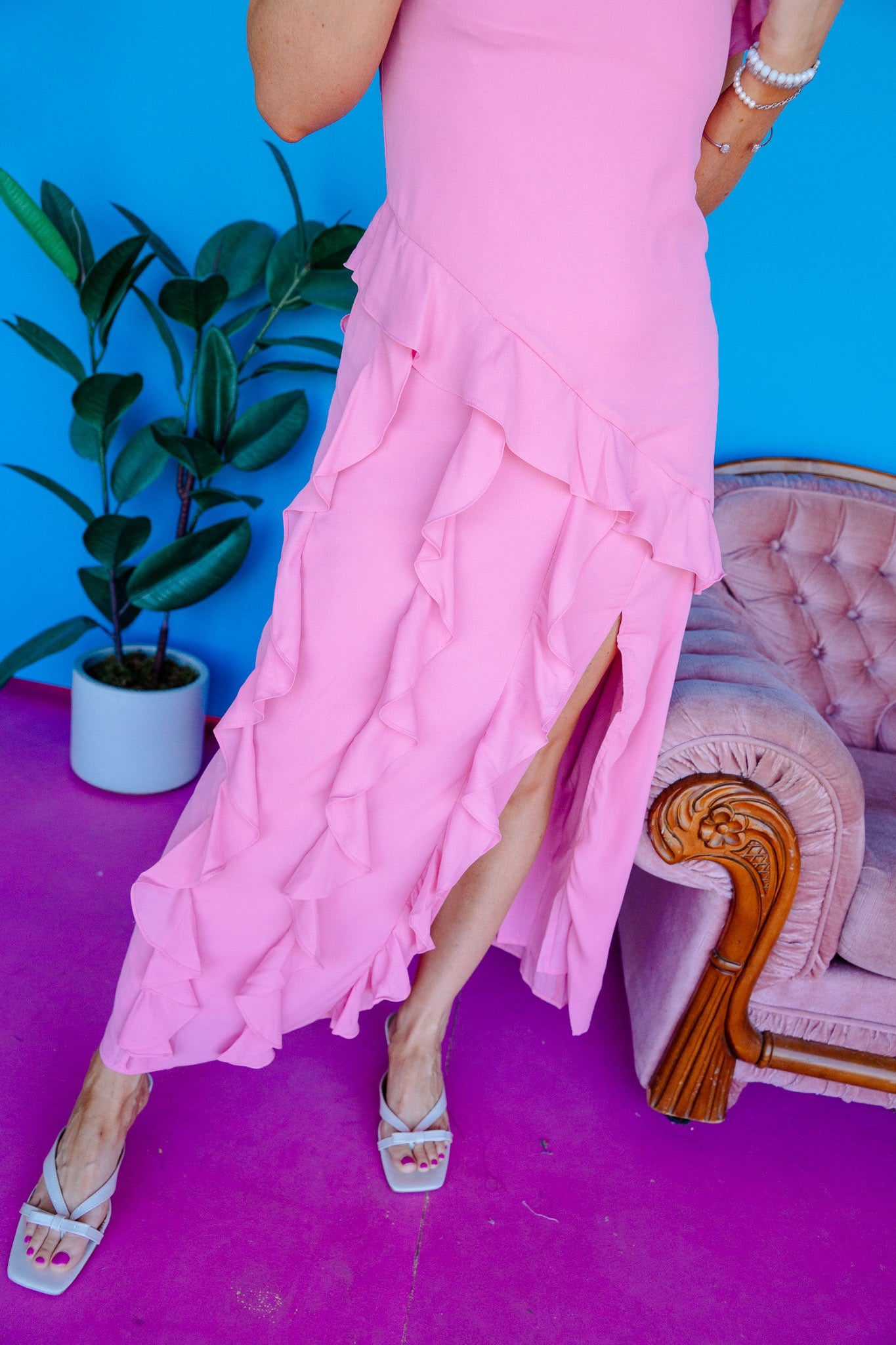 Sicily Skies Ruffle Midi Dress - Clover