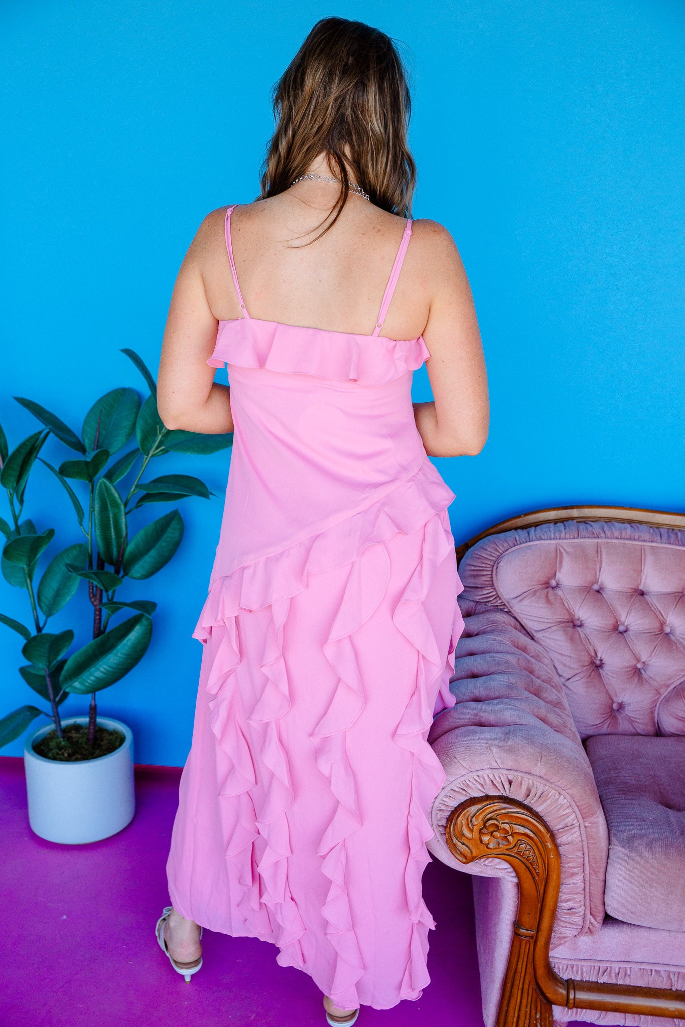 Sicily Skies Ruffle Midi Dress - Clover