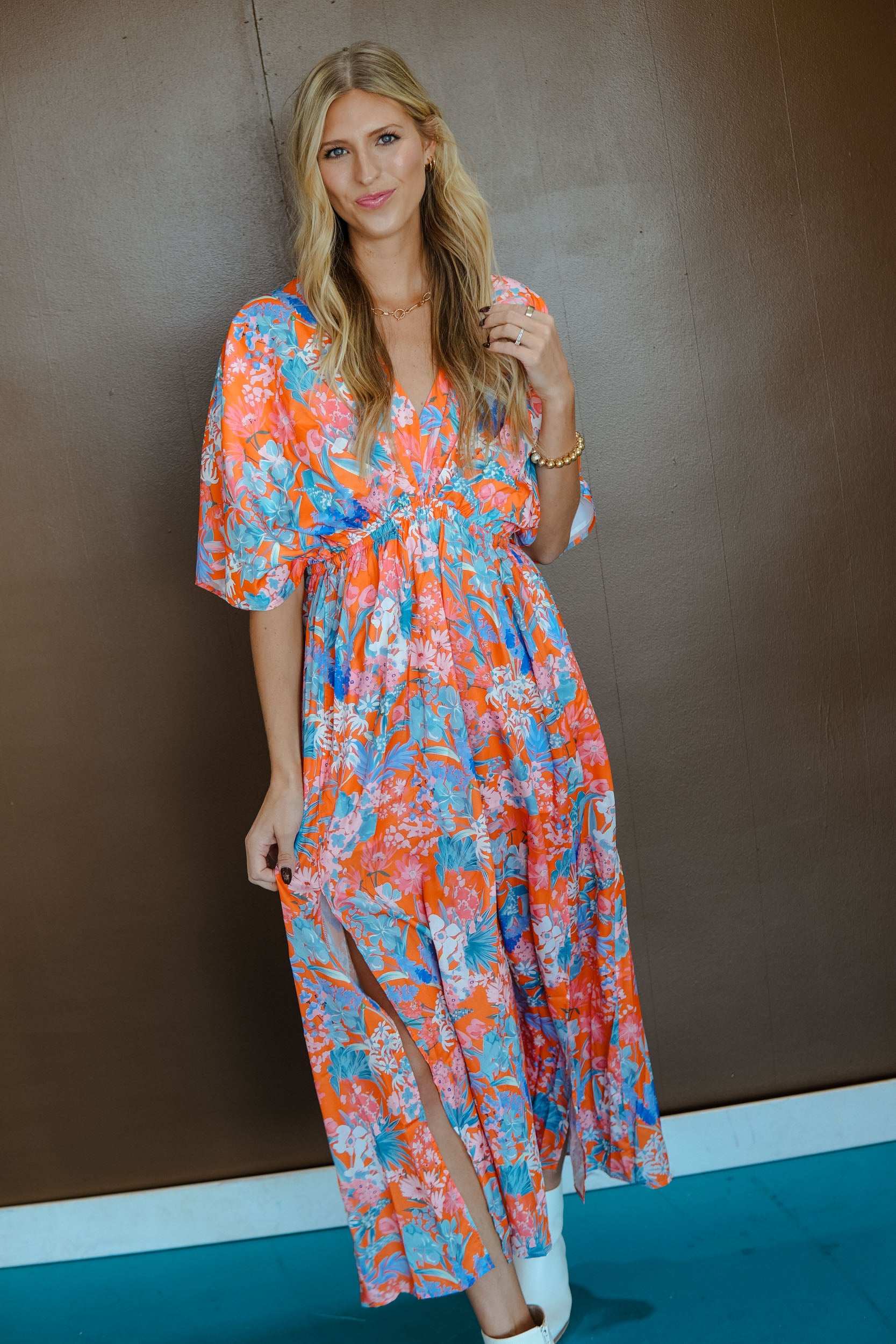 Time of Your Life Maxi Dress - Orange Combo