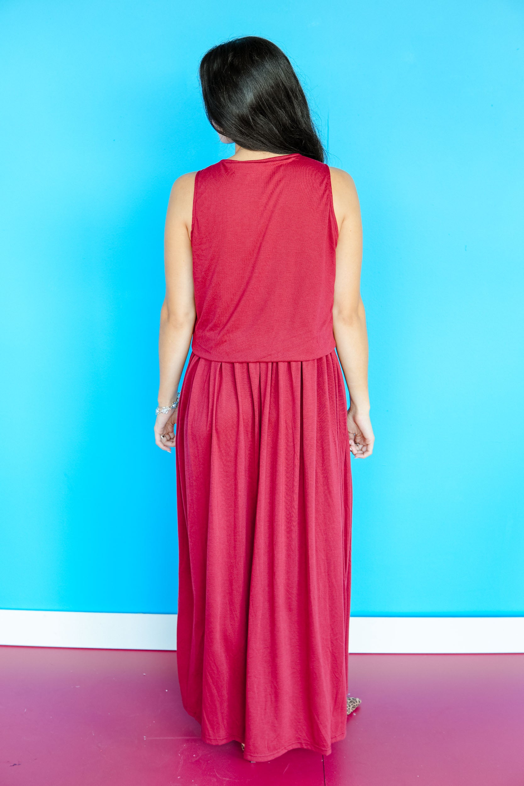 Valentina Sleeveless Maxi Dress - Burgundy