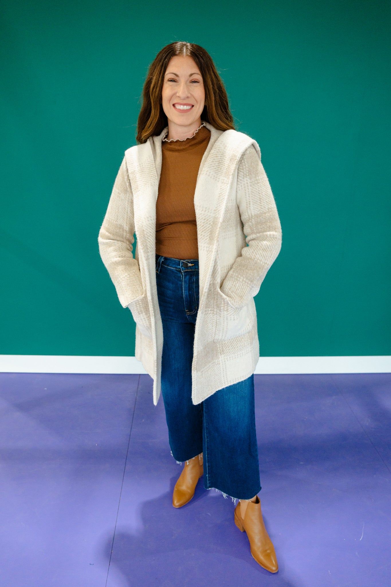 Sandra Hooded Cardigan - Oatmeal + Beige