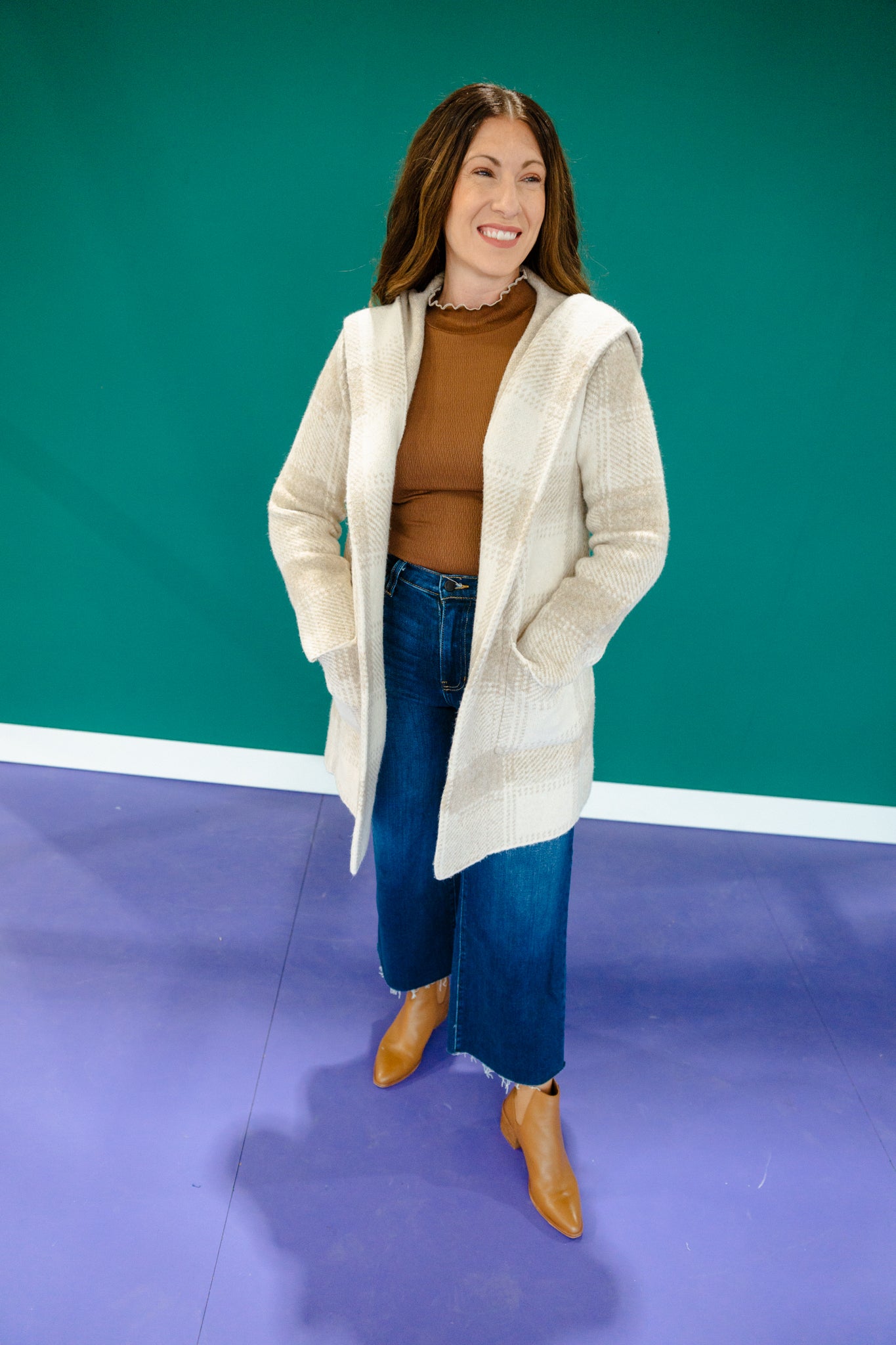 Sandra Hooded Cardigan - Oatmeal + Beige