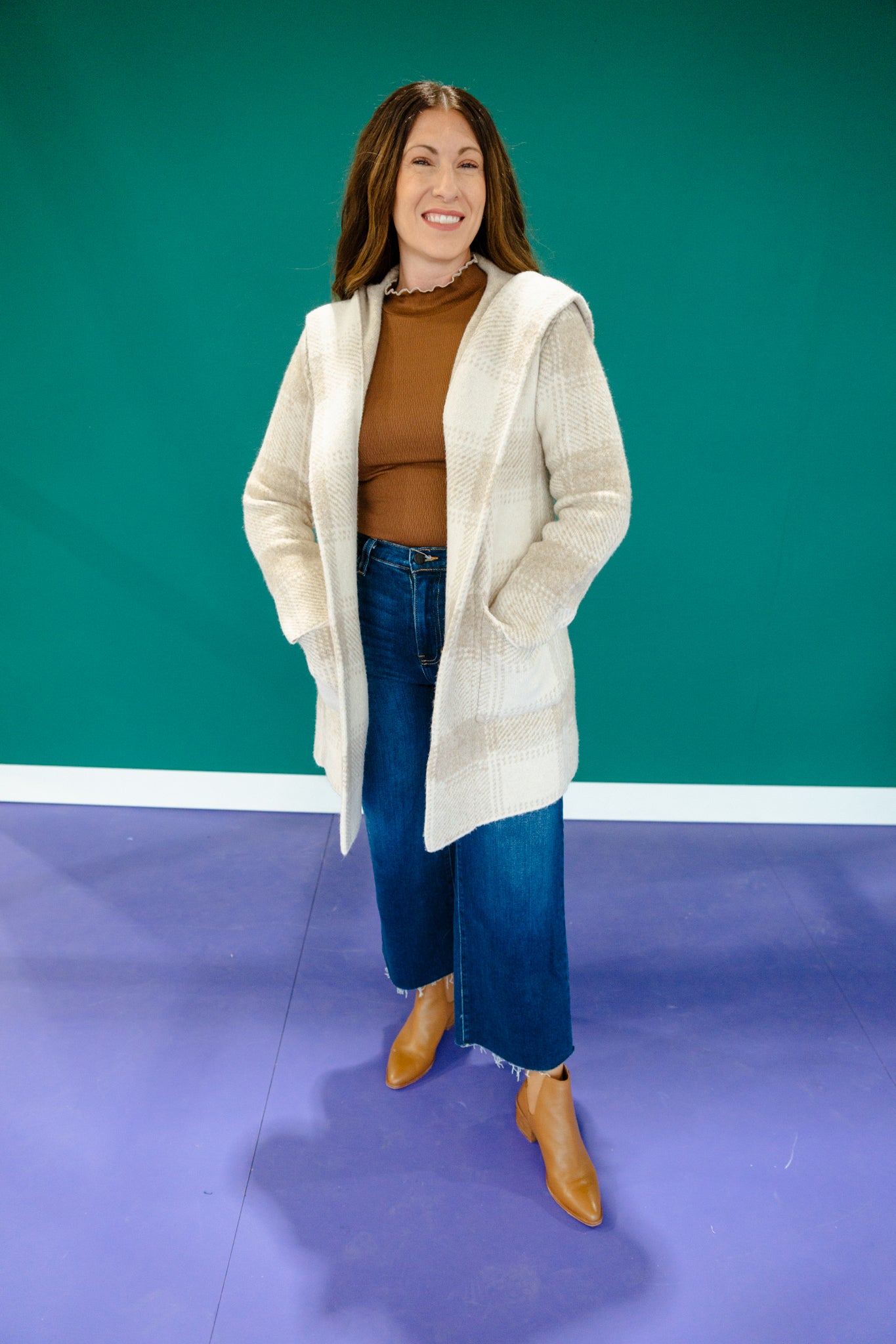 Sandra Hooded Cardigan - Oatmeal + Beige