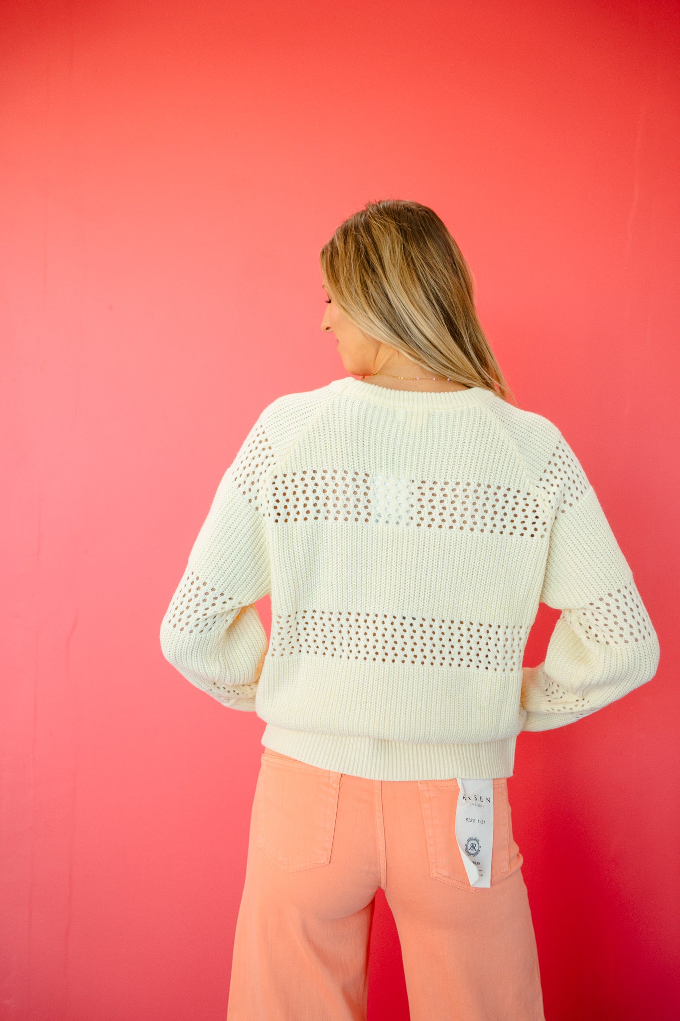 Dani Open Knit Sweater - Cream/Light Banana