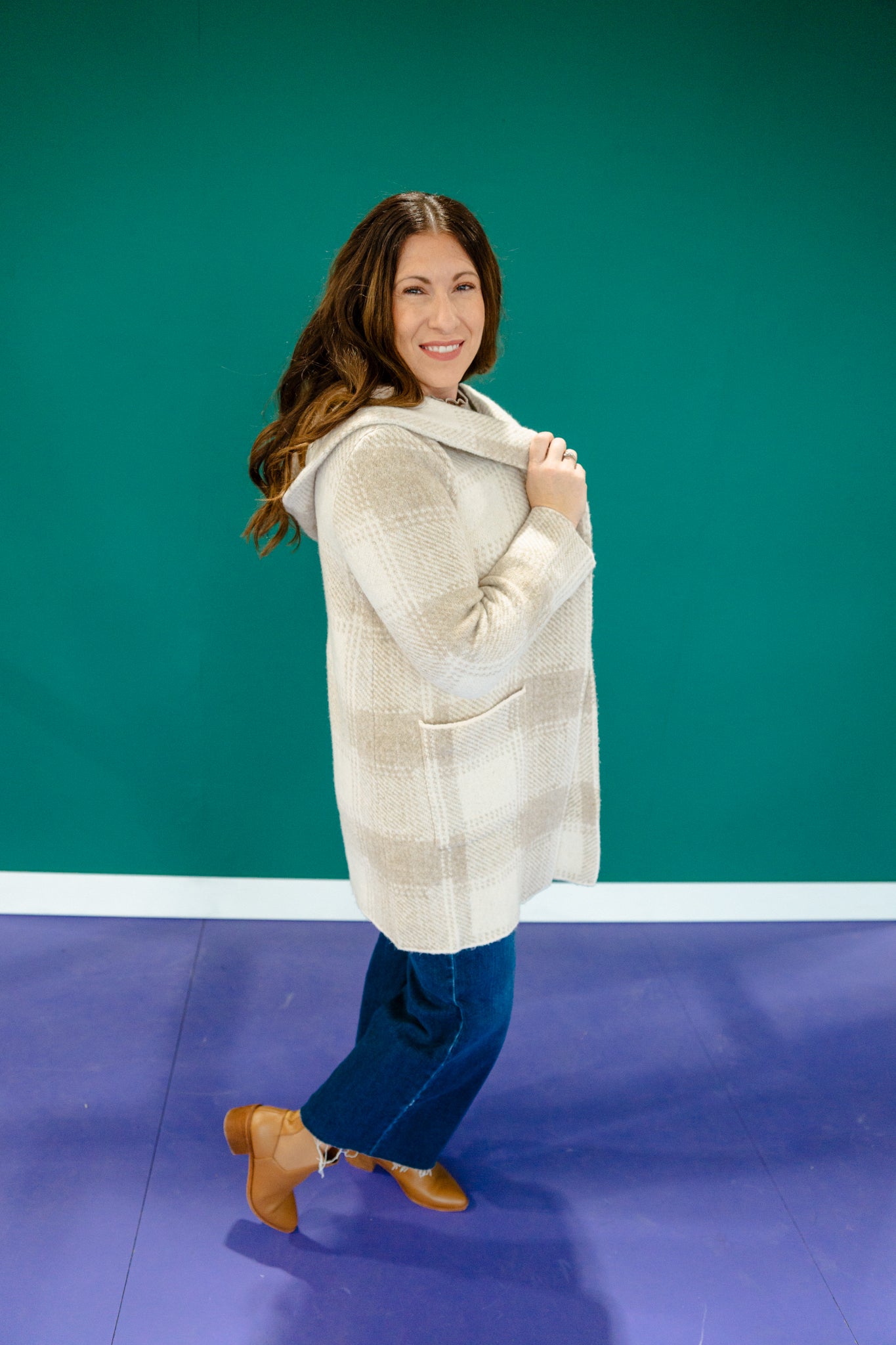 Sandra Hooded Cardigan - Oatmeal + Beige