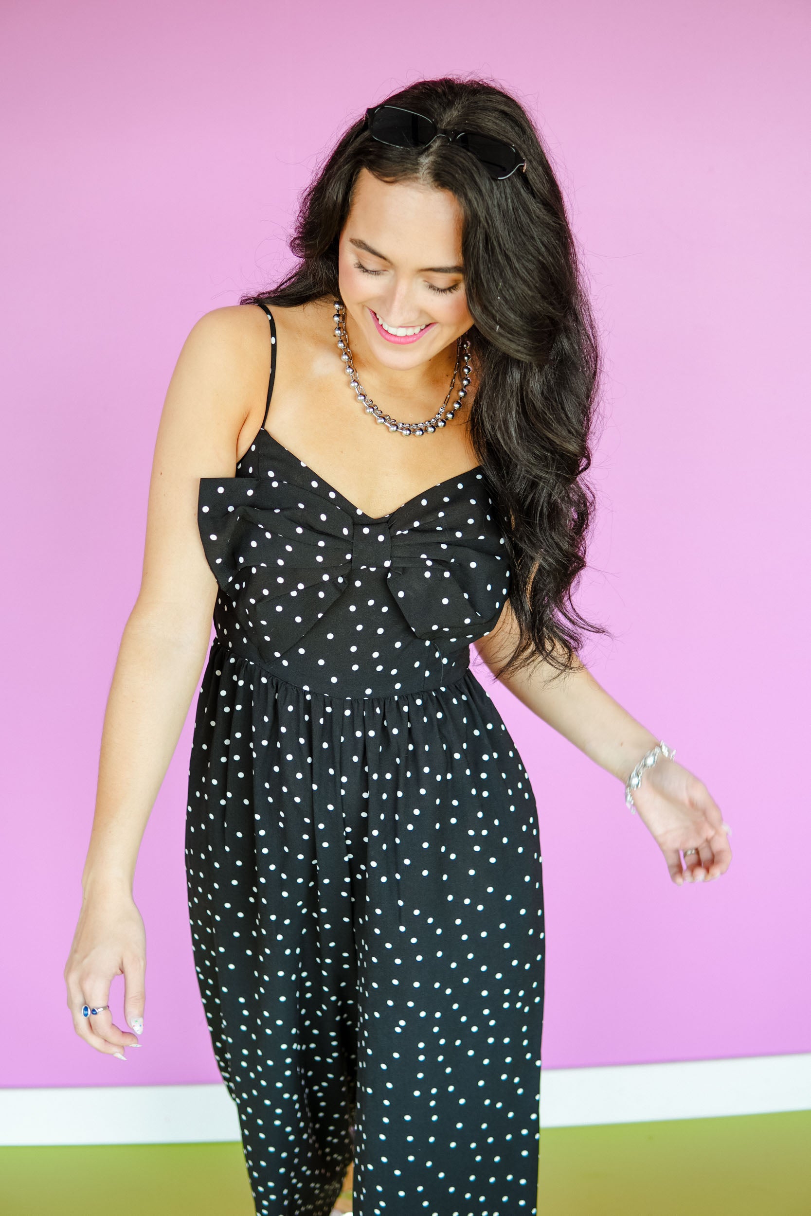 Santa Maria Polka Dot Jumpsuit - Black