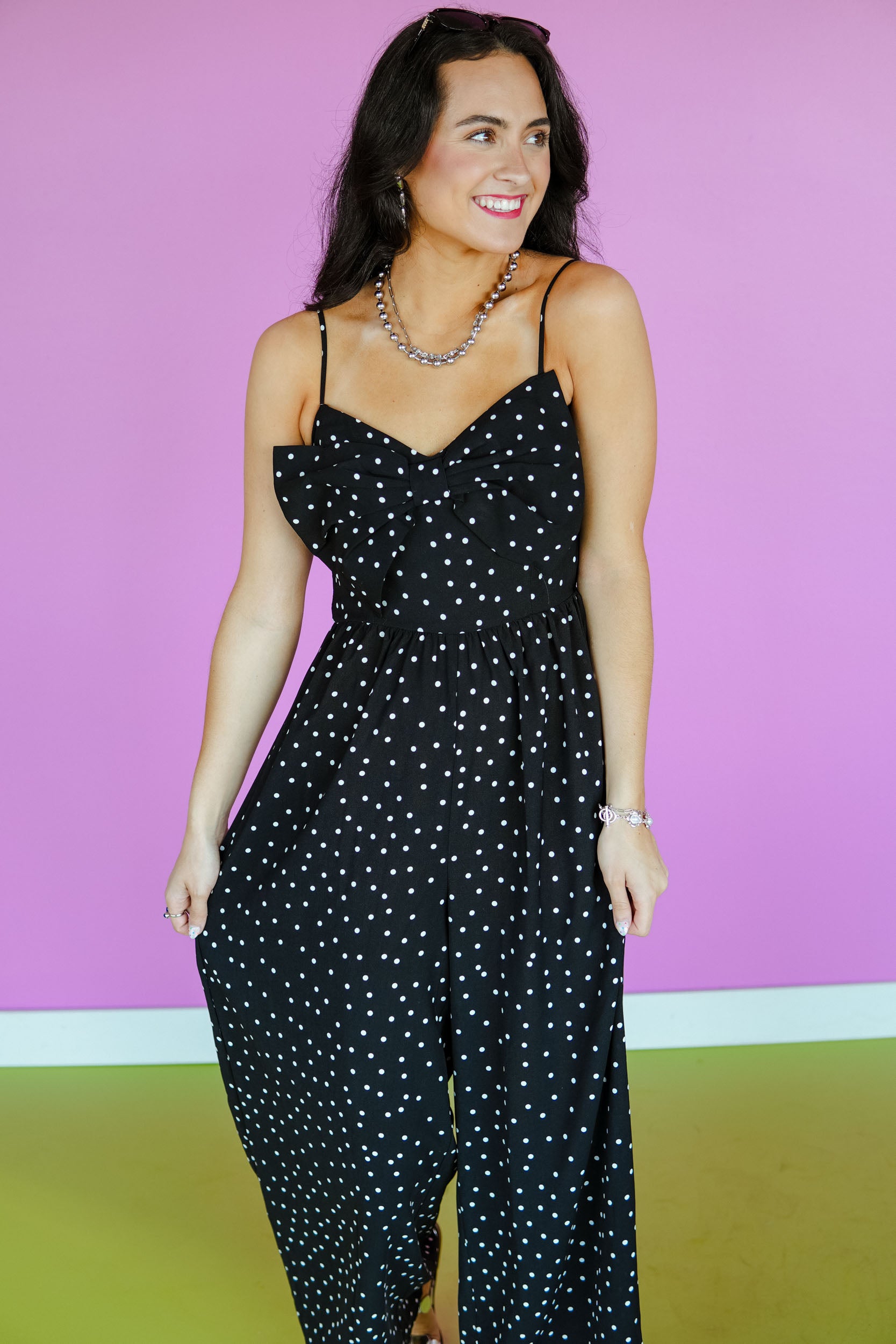 Santa Maria Polka Dot Jumpsuit - Black