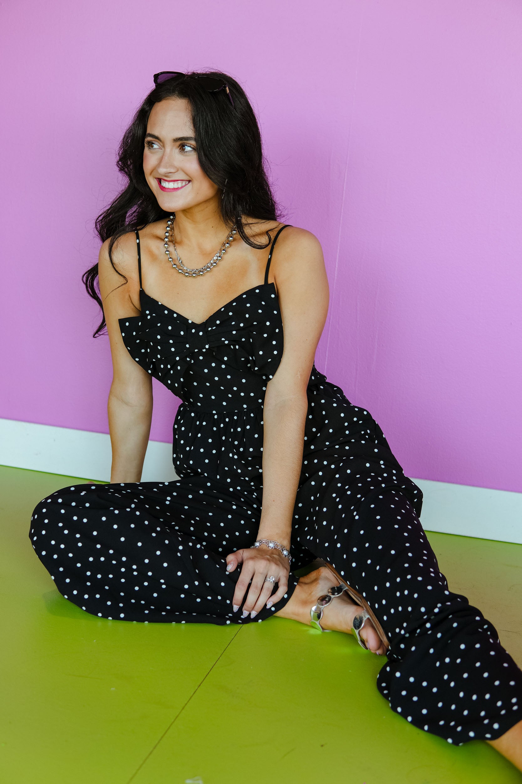 Santa Maria Polka Dot Jumpsuit - Black