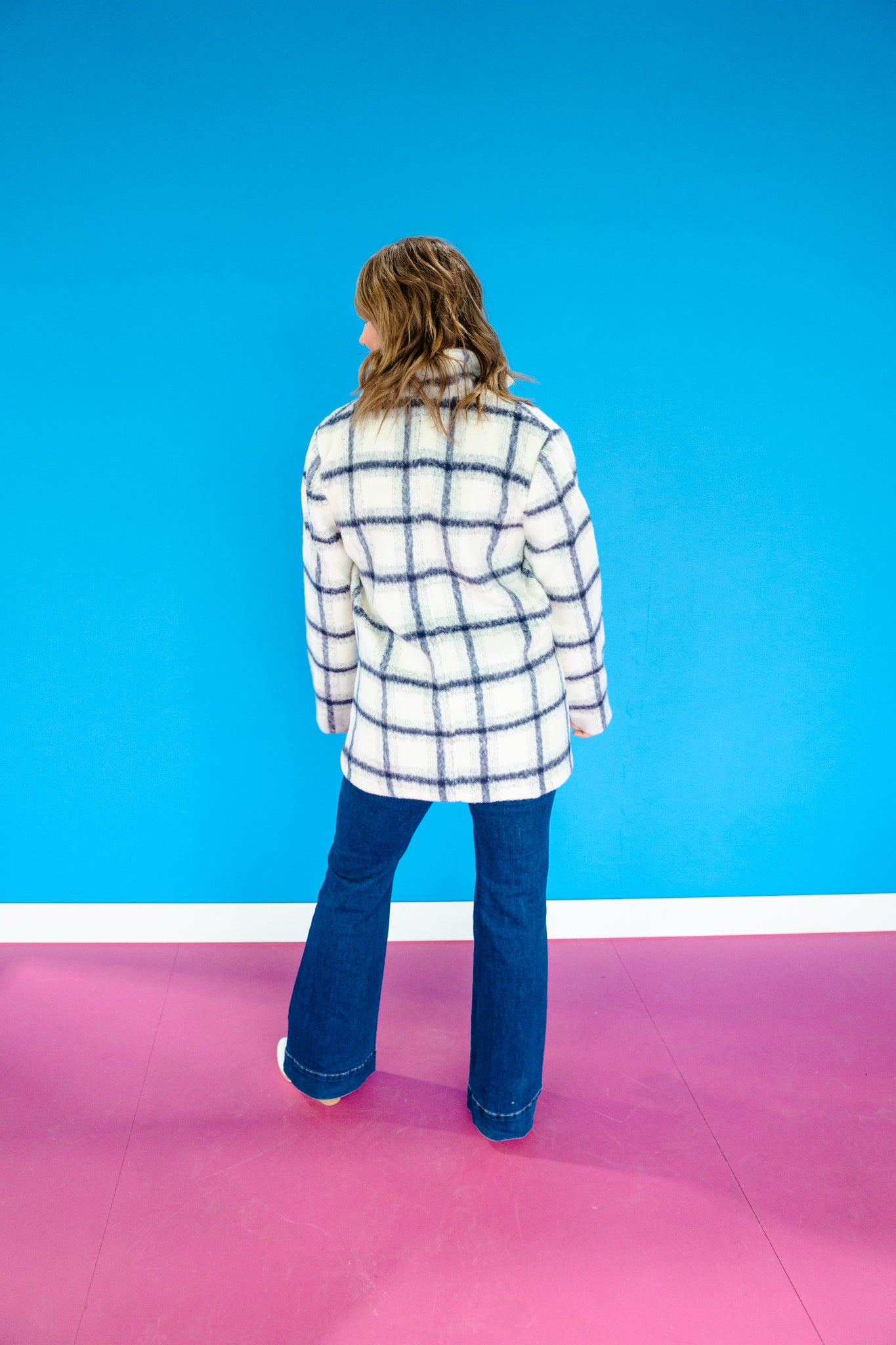 Ruthie Plaid Coat -  Navy