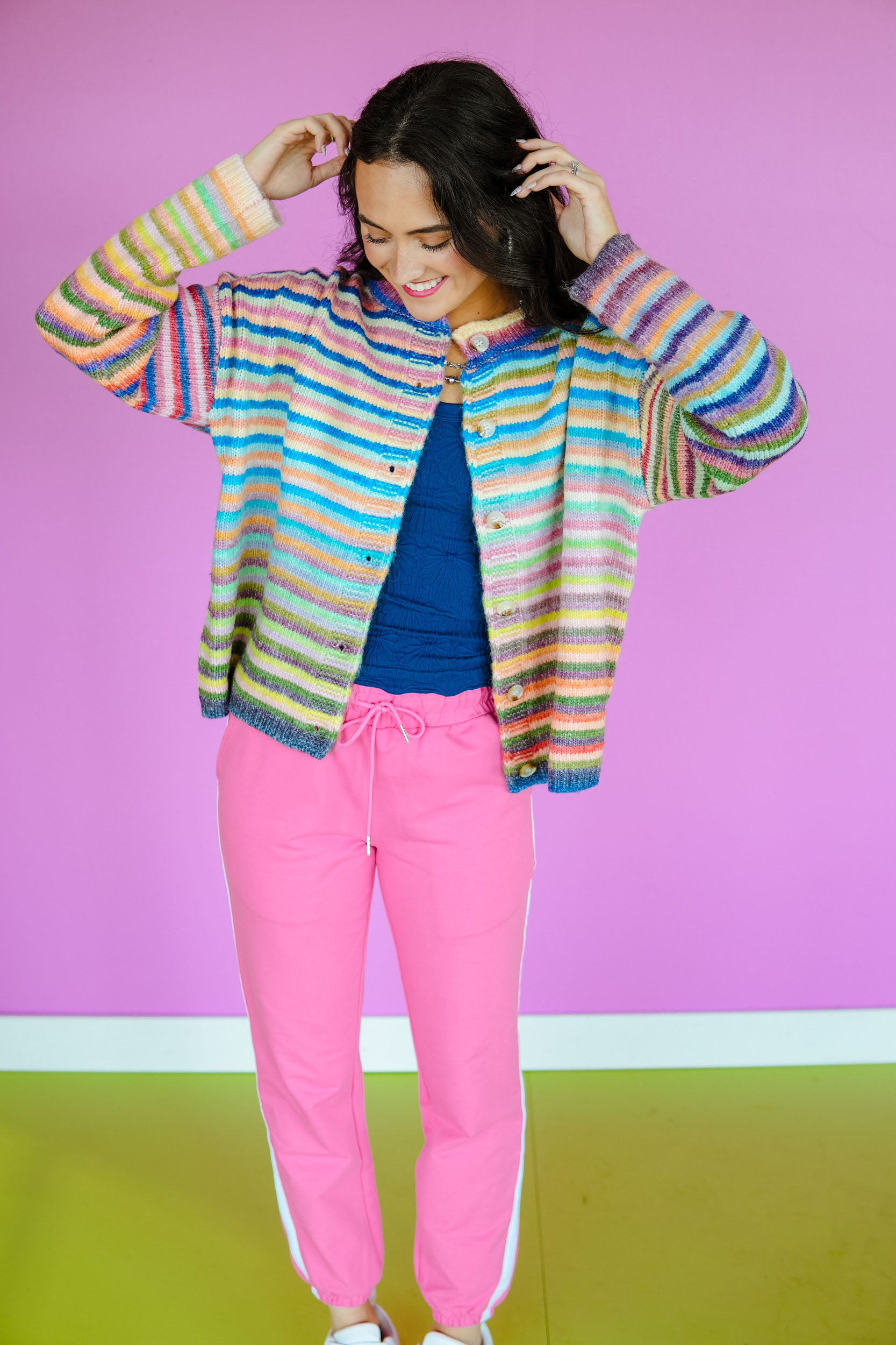 Confetti Cloud Striped Cardigan