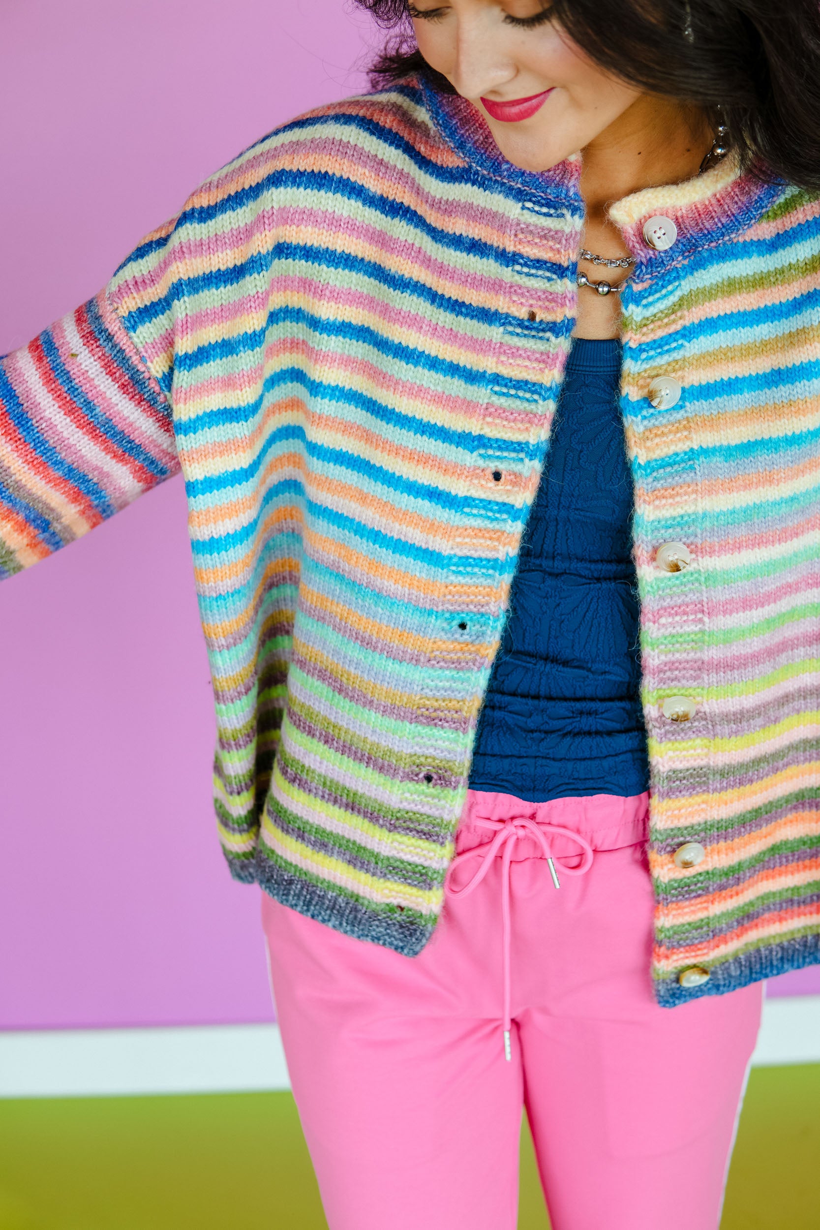 Confetti Cloud Striped Cardigan