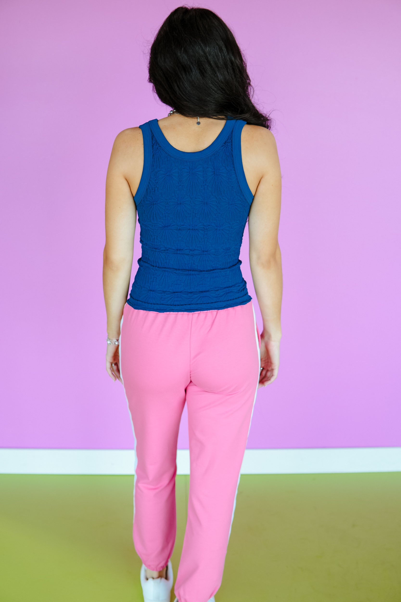 Keri Textured Tank - Marine Navy