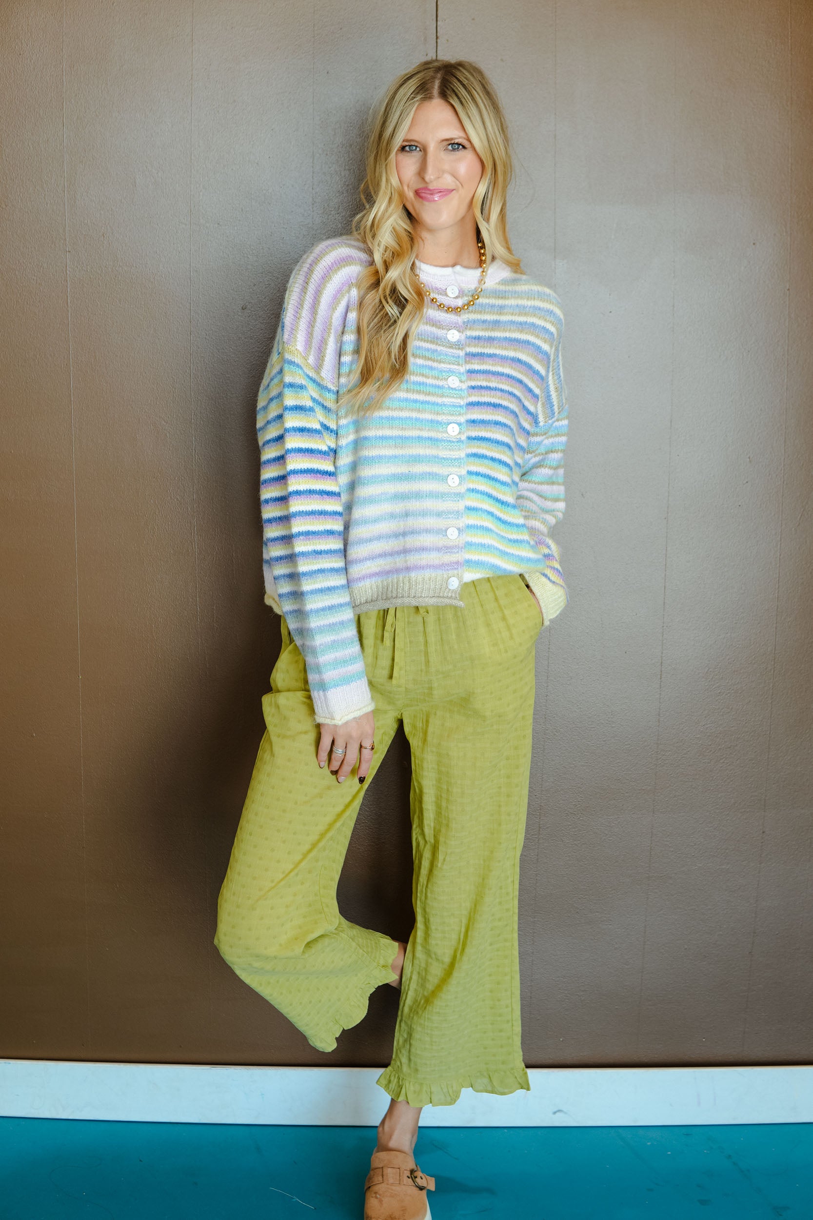 Lime Light Polka Dot Pants - Light Lime