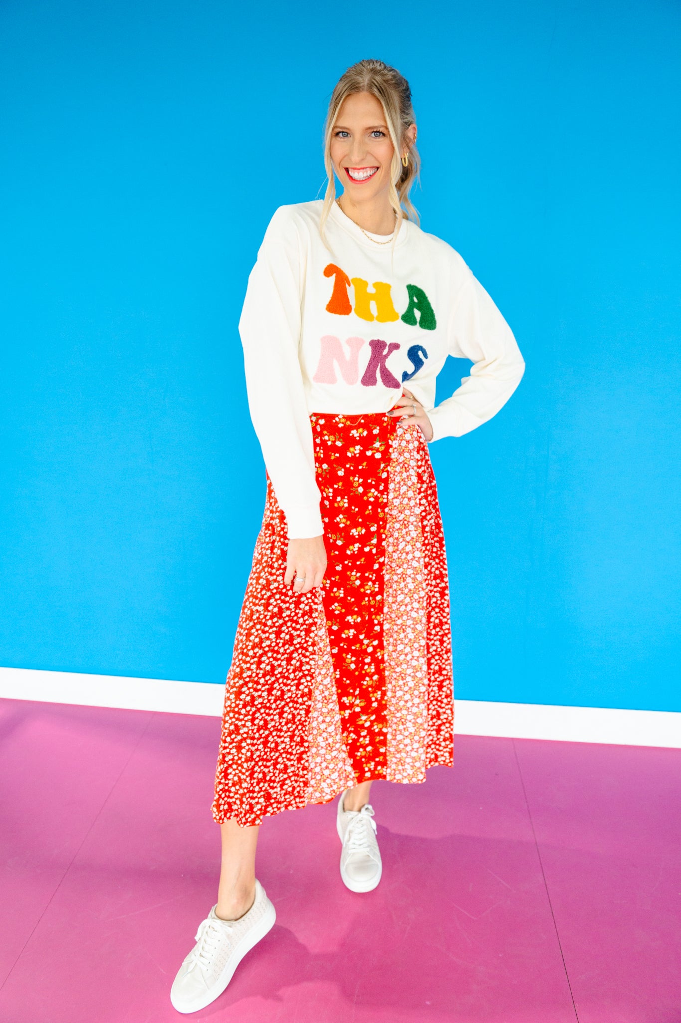 Give Thanks Sweatshirt - Cream + Multi Color